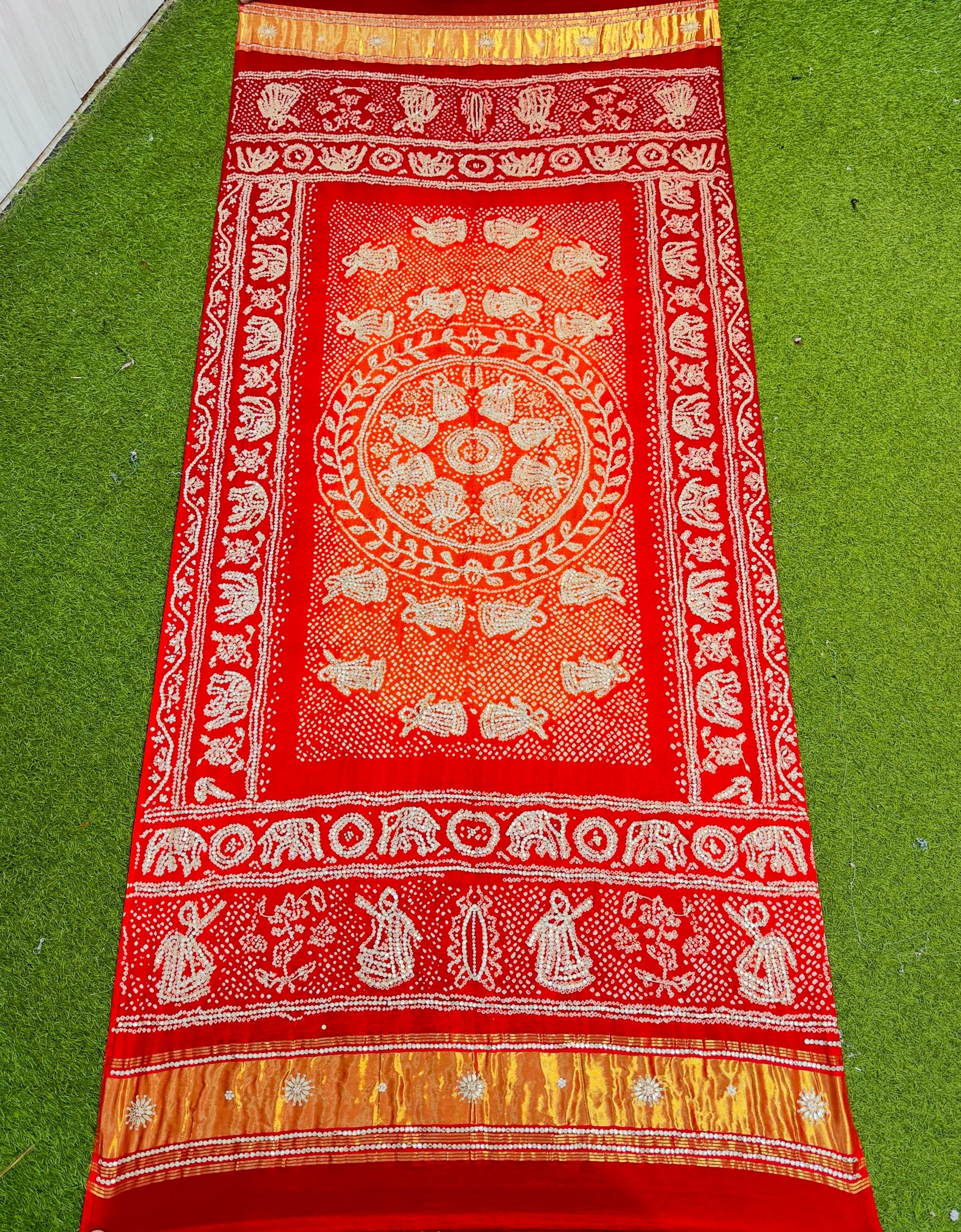 Mavisha gajji silk dupatta bandhani dupatta handwork dupatta Saffronfashionindia