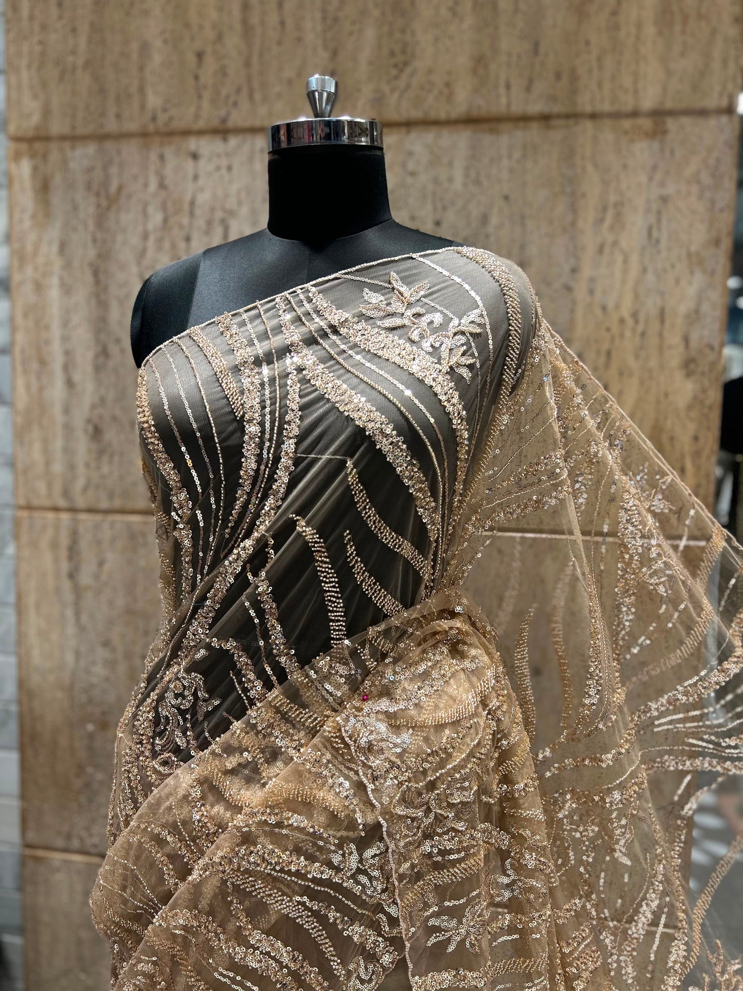 Designer net saree women sari blouse partywear sarees reception sari SaffronFashion