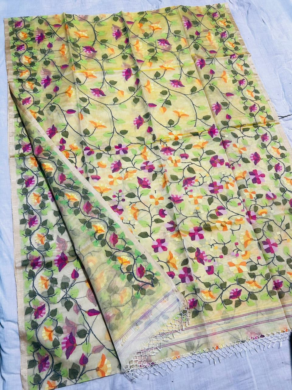 Kareeba Tantuj muslin jamdani saree - Saffronfashionindia