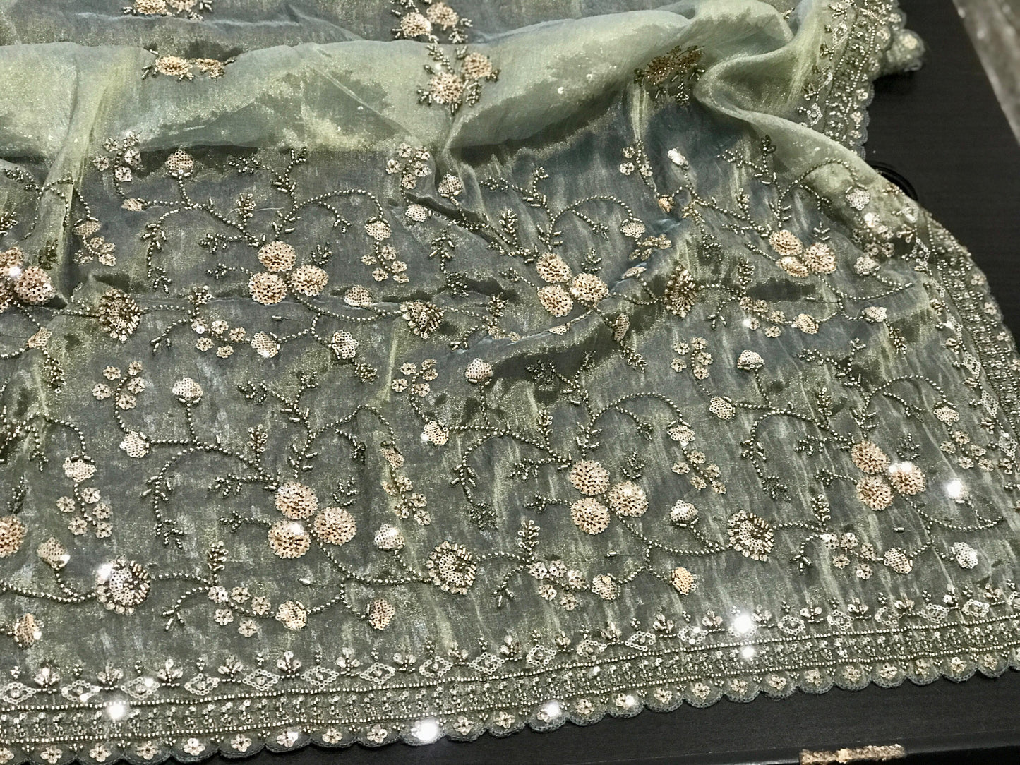 Elegant handwork saree floral sarees Indian sari blouse SaffronFashion