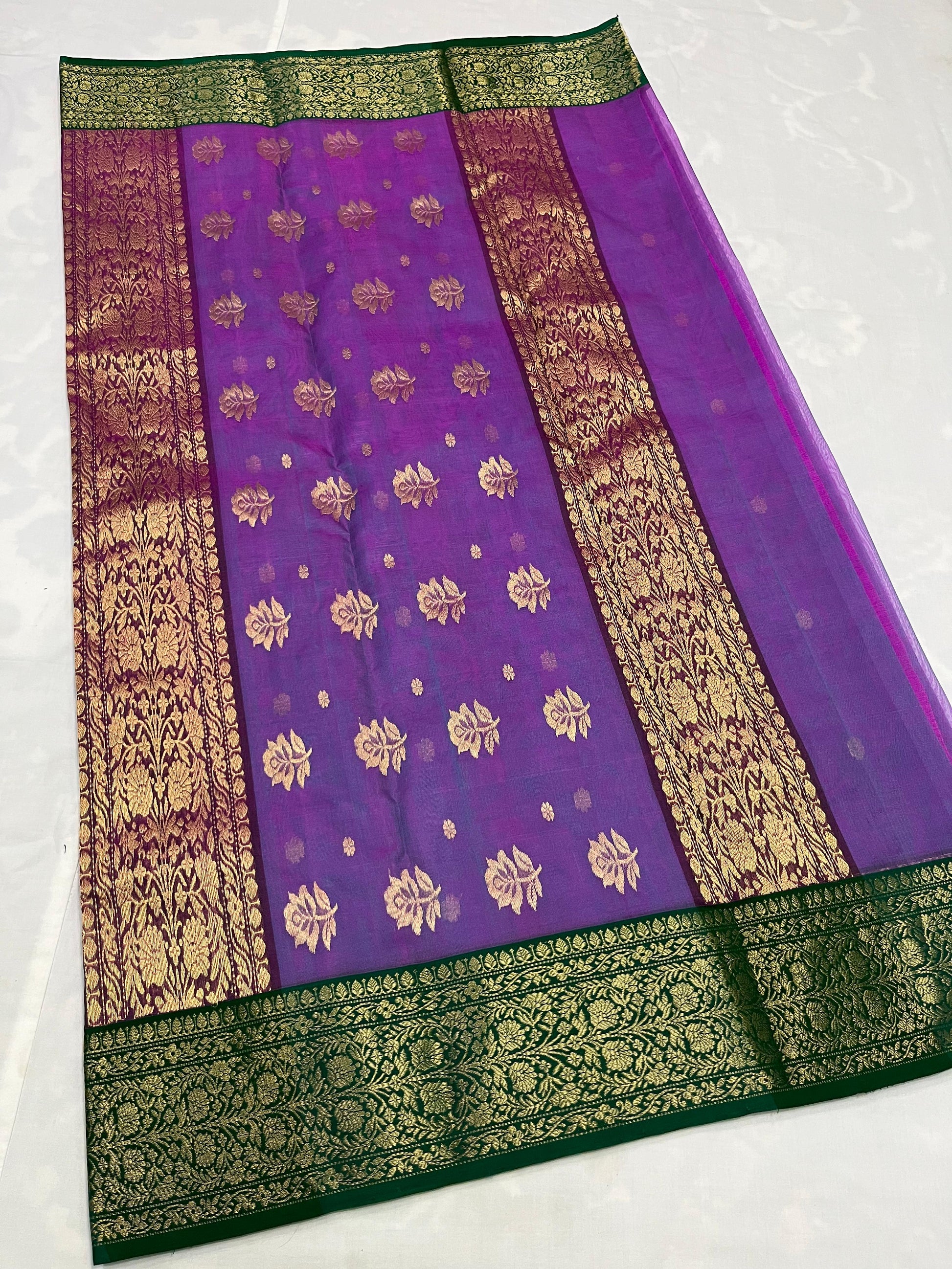 Purple chanderi saree Indian sari blouse traditional sarees SaffronFashion