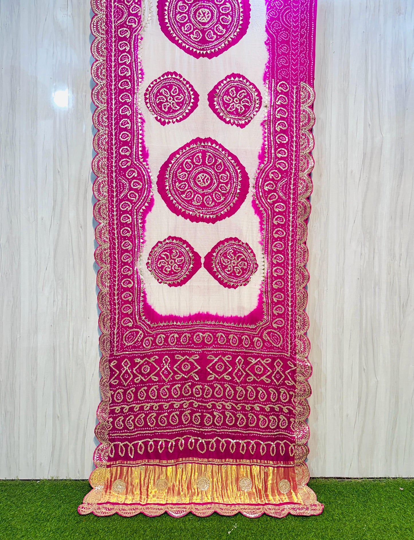 White gajji silk saree gottapatti saree Indian wedding sari blouse - Saffronfashionindia
