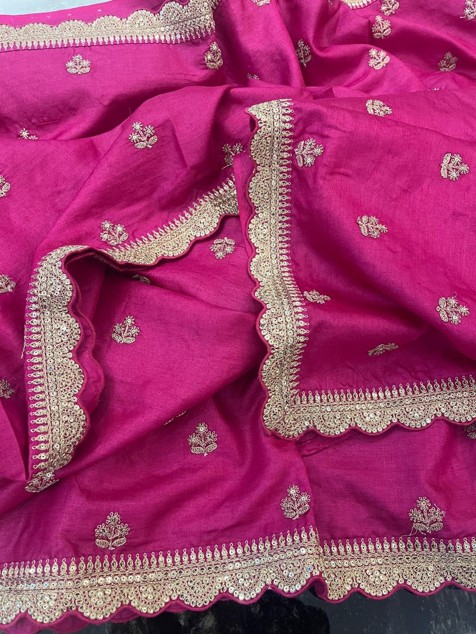 Vahisha saree tussar saree embroidery sari blouse Indian sarees SaffronFashion