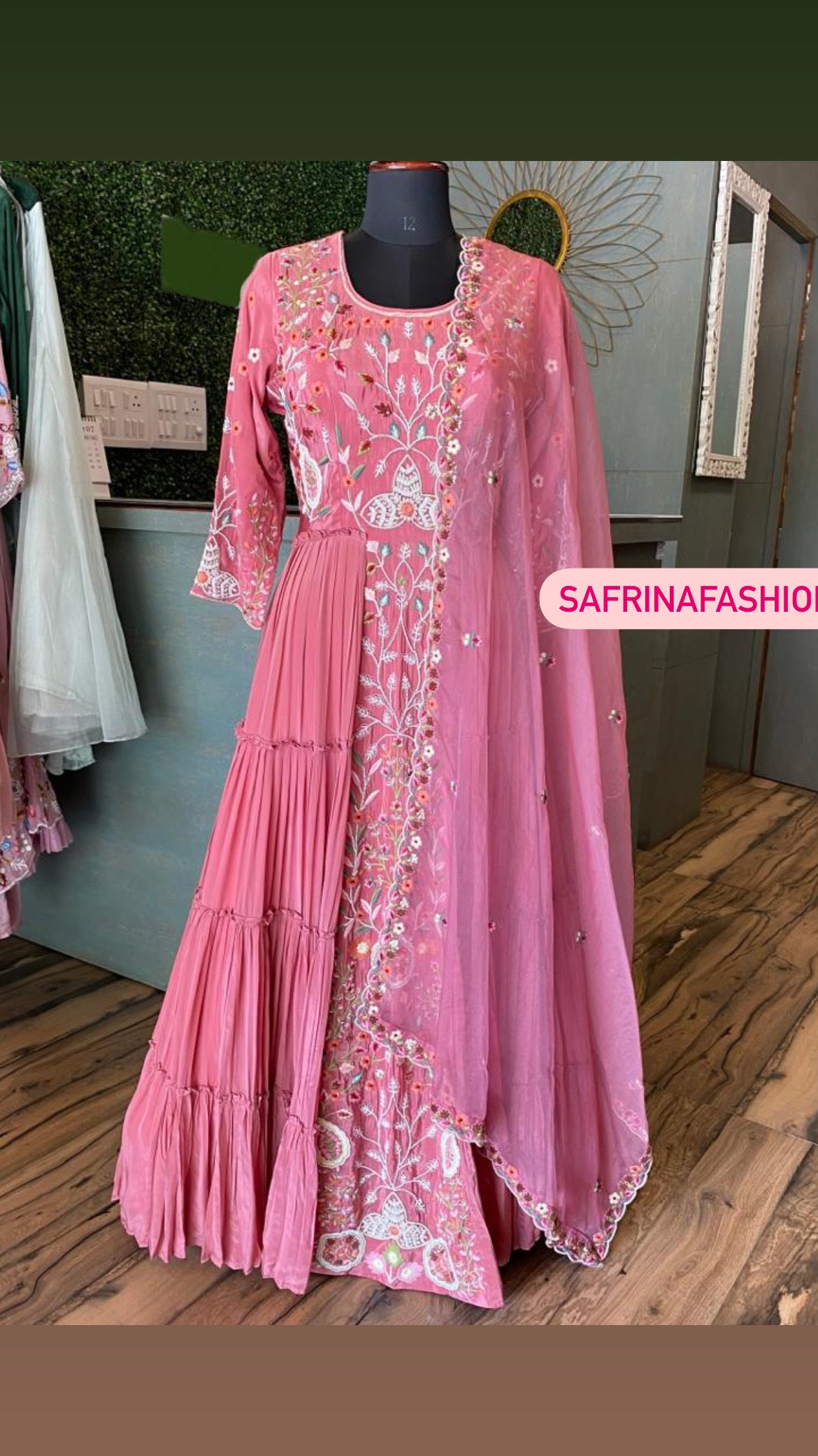 Nashili long dress sangeet gown - Saffronfashionindia