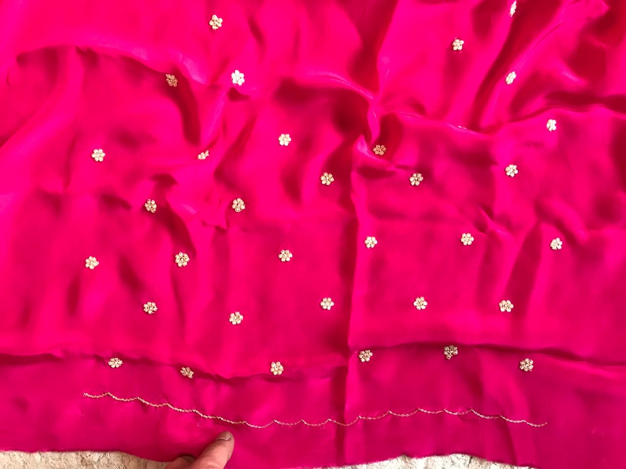 Pink Premium Satin Sarees partywear sarees - Saffronfashionindia