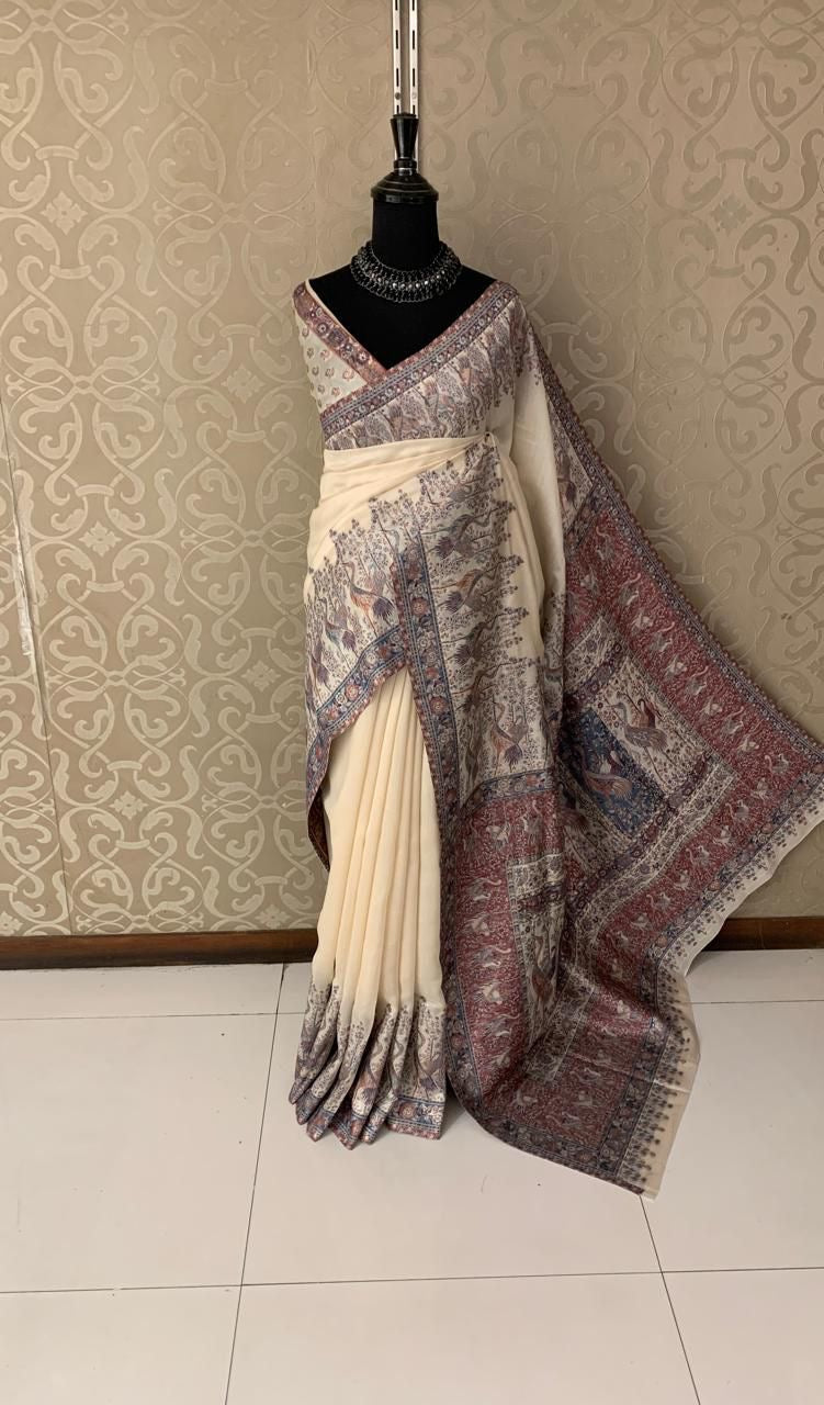 Savita Kani silk saree Indian saree traditional handwoven saree SaffronFashion
