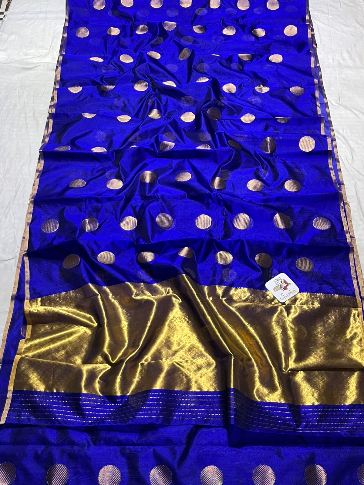 Royal chanderi saree blue chanderi sari blouse Indian sarees SaffronFashion