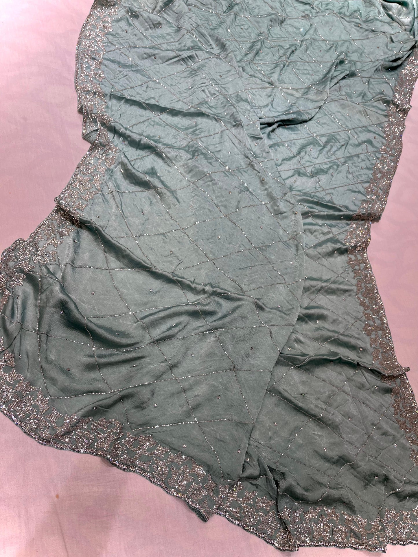 Stunning crepe saree chiffon saree Partywear saris women saree blouse - Saffronfashionindia