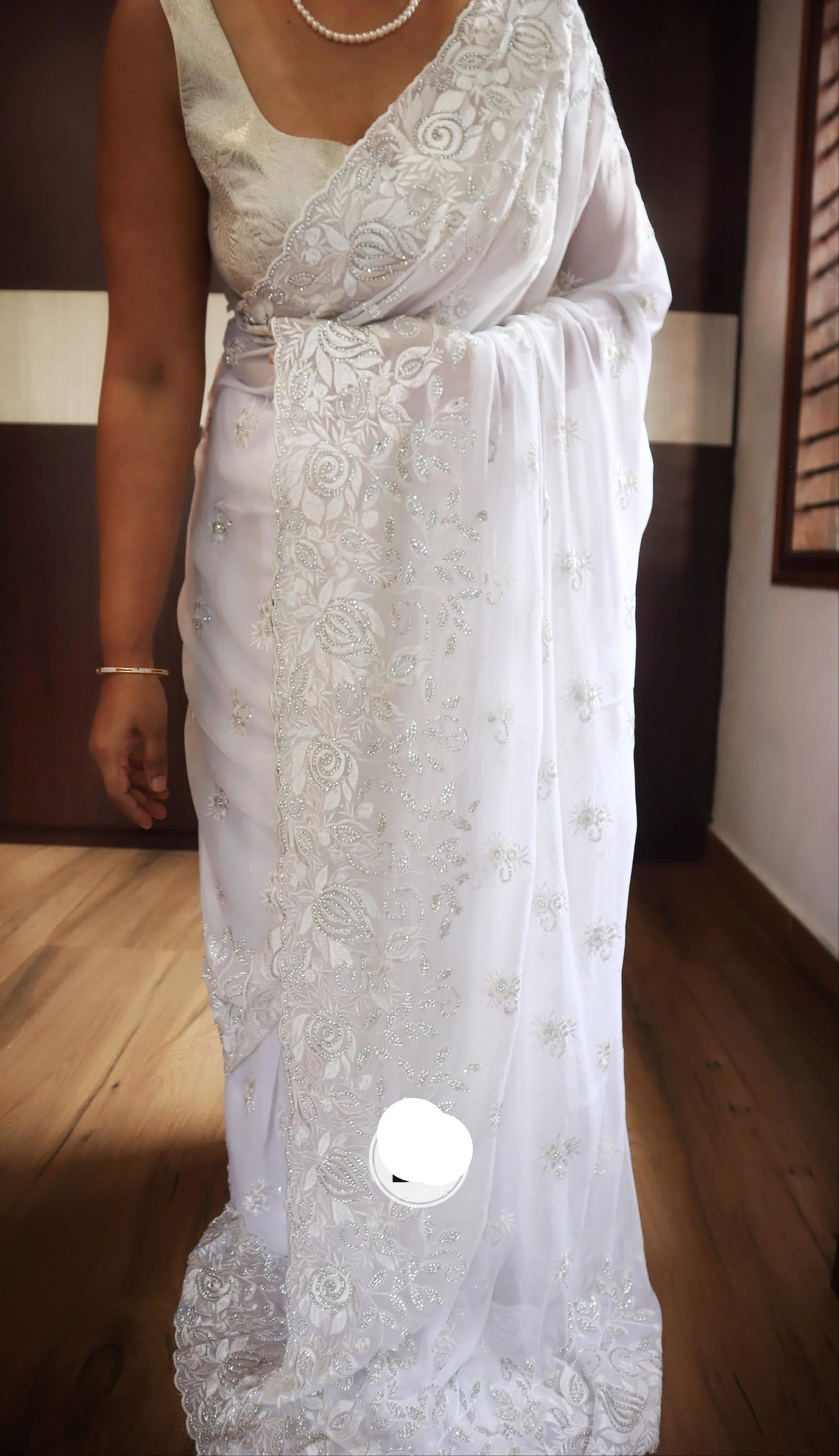 White Royal Classy Saree Embroidered sarees - Saffronfashionindia