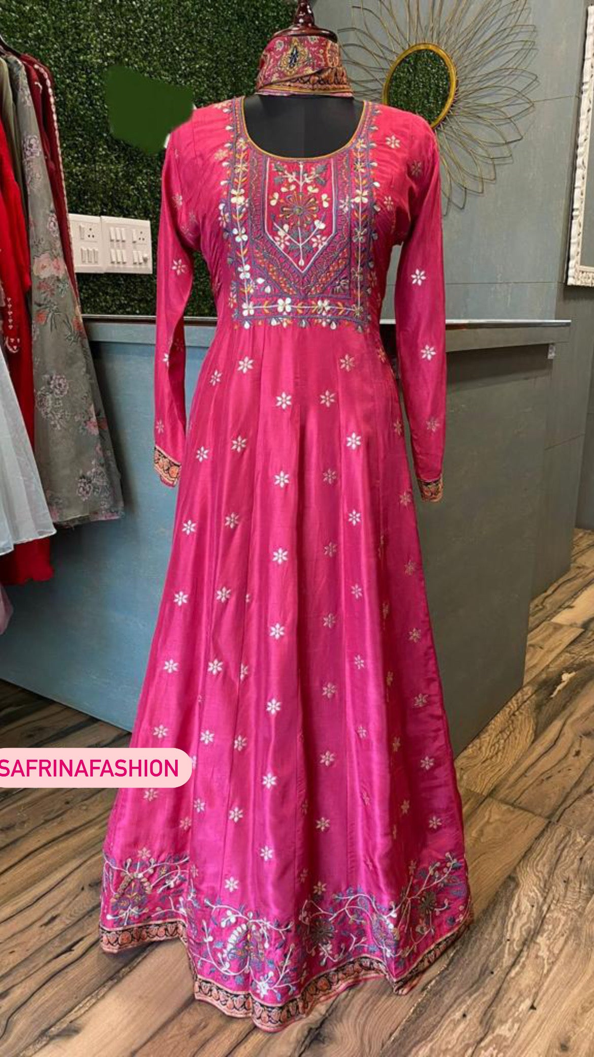 Pink Anarkali dress Indian Gown - Saffronfashionindia
