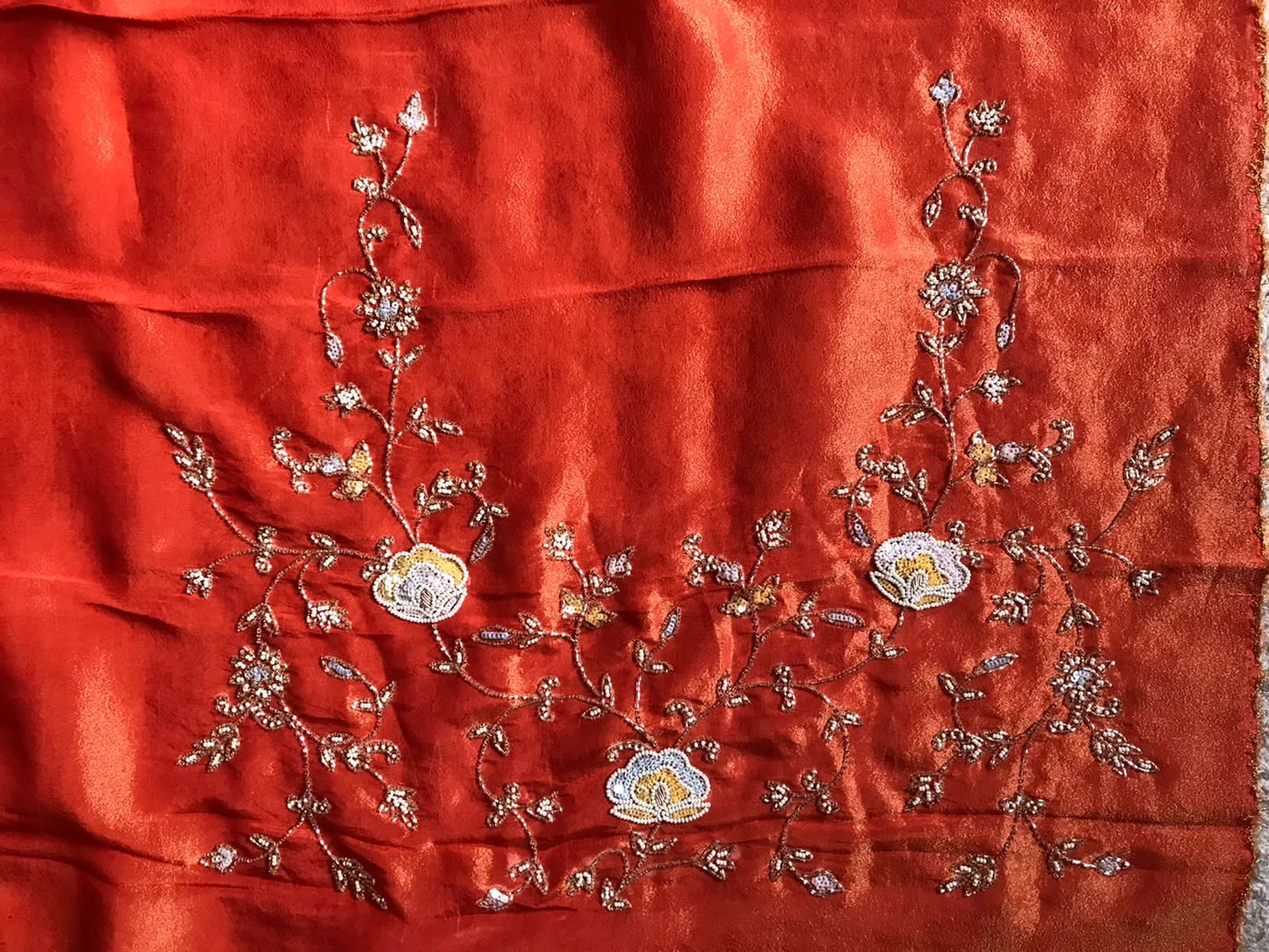 Pearl Orange premium Organza tissue silk sarees - Saffronfashionindia