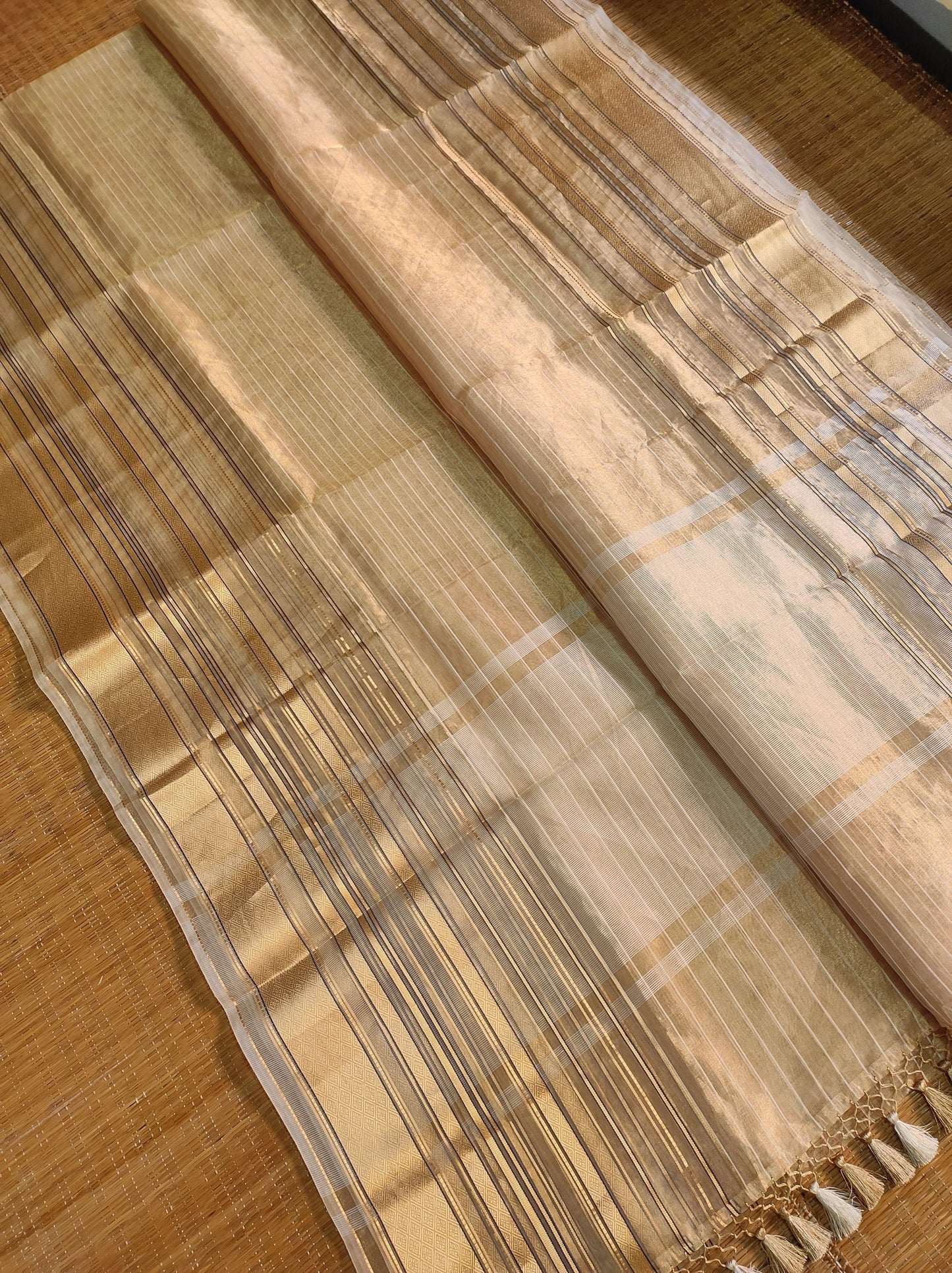 Chiniya Striped tissue sarees - Saffronfashionindia