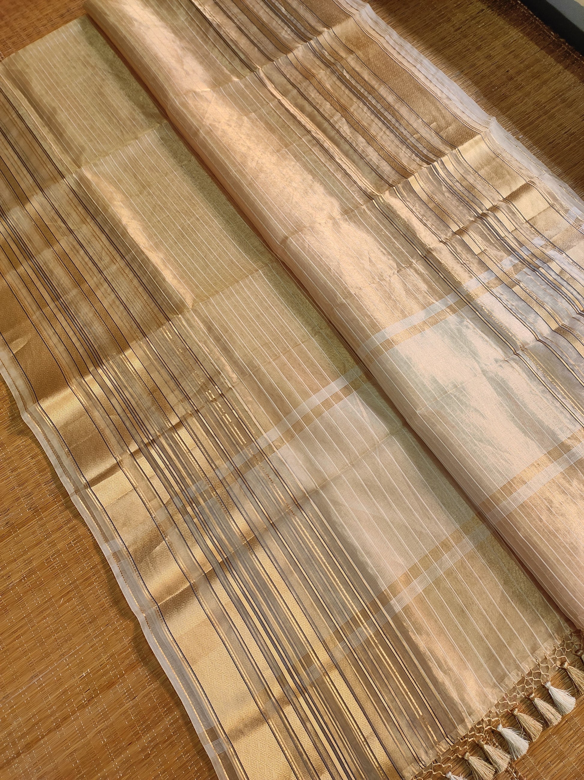 Chiniya Striped tissue sarees - Saffronfashionindia