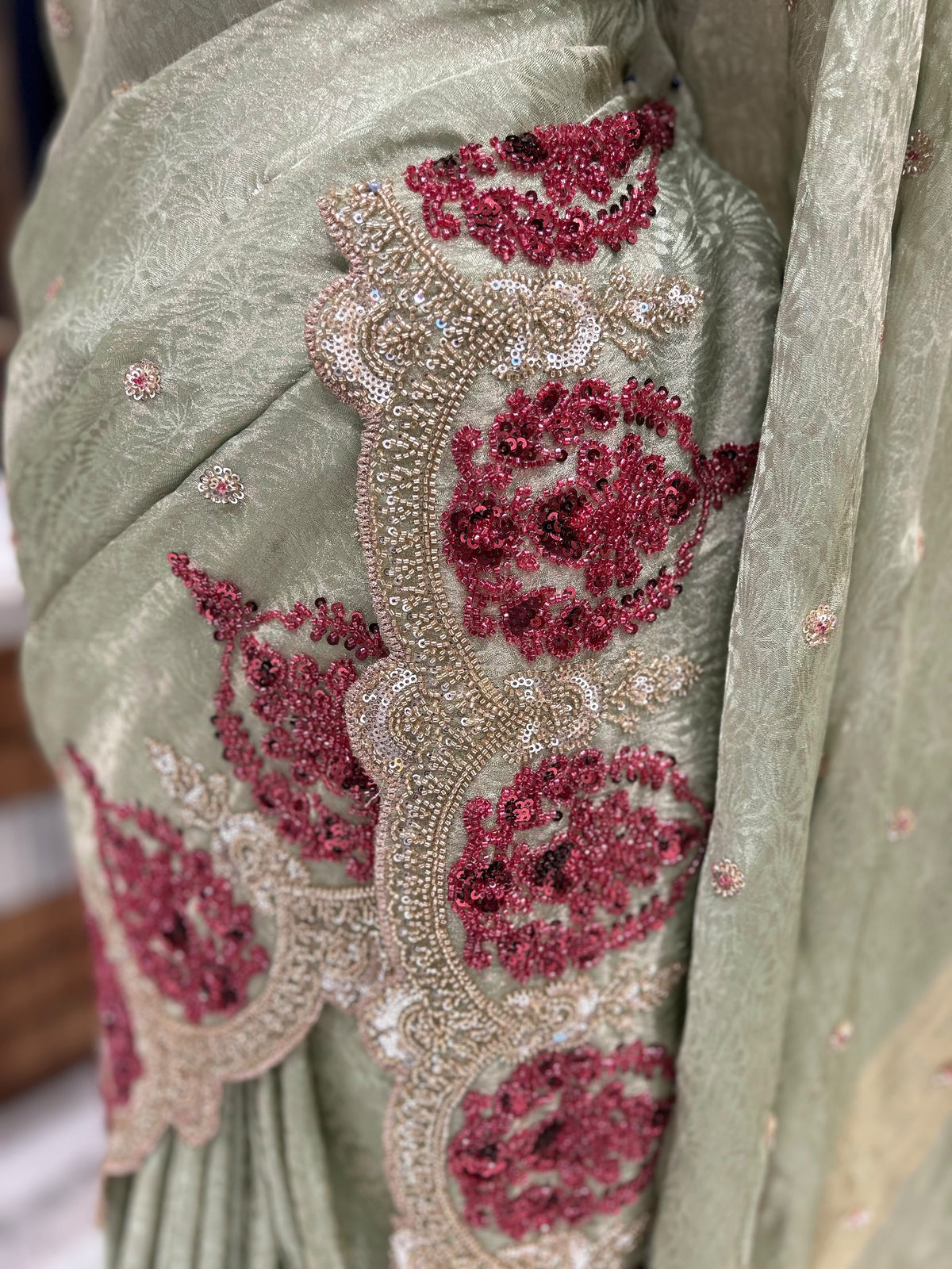 Soft silk upada saree embroidered saree partywear sari blouse SaffronFashion