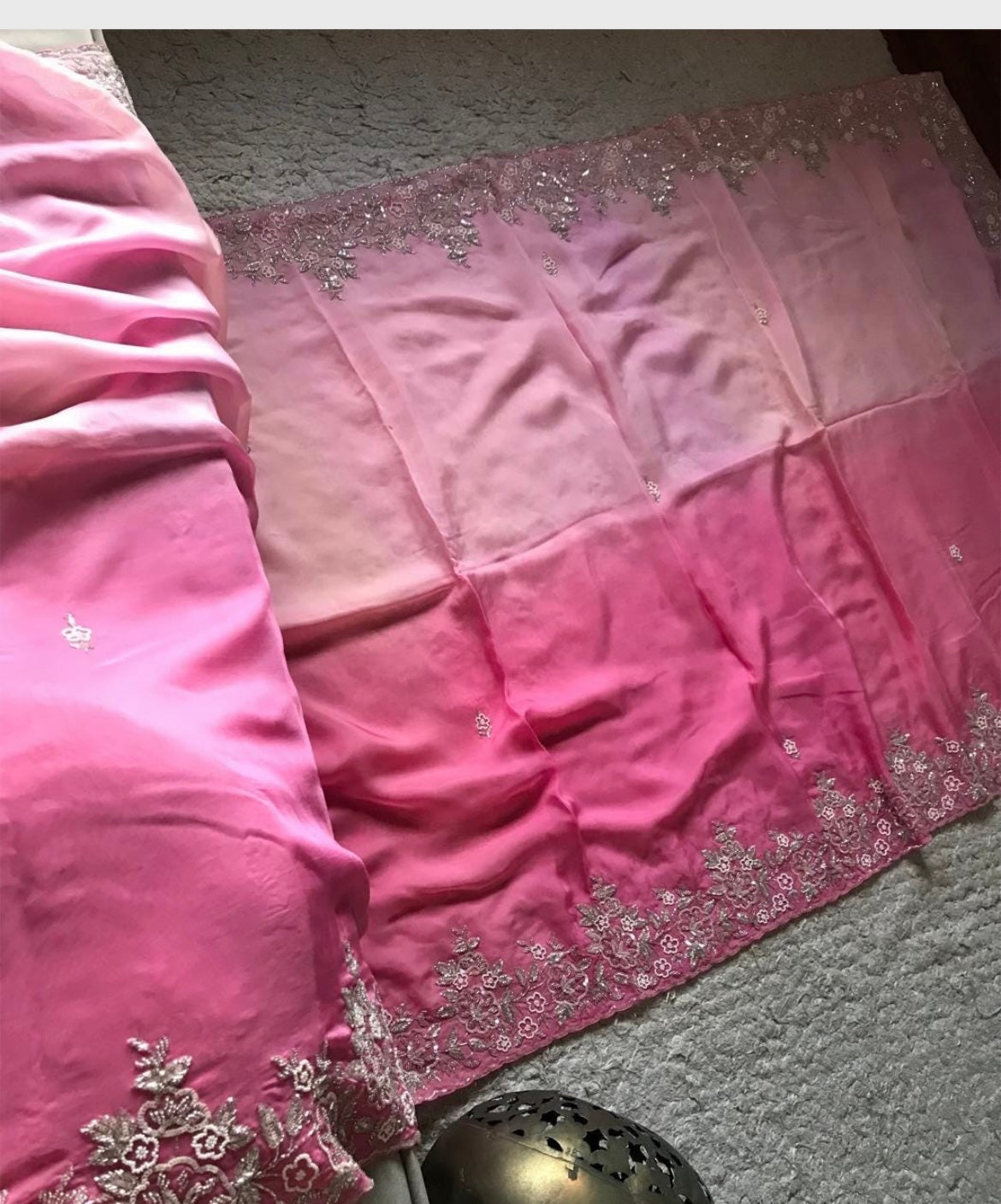 Pink premium shaded saree luxury sarees blouse Saffronfashionindia
