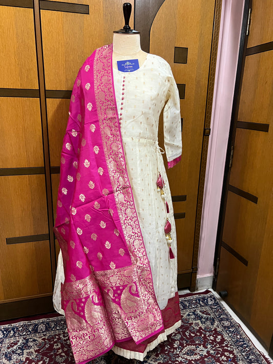 Pink Anarkali women Kurti Dupatta Set - Saffronfashionindia