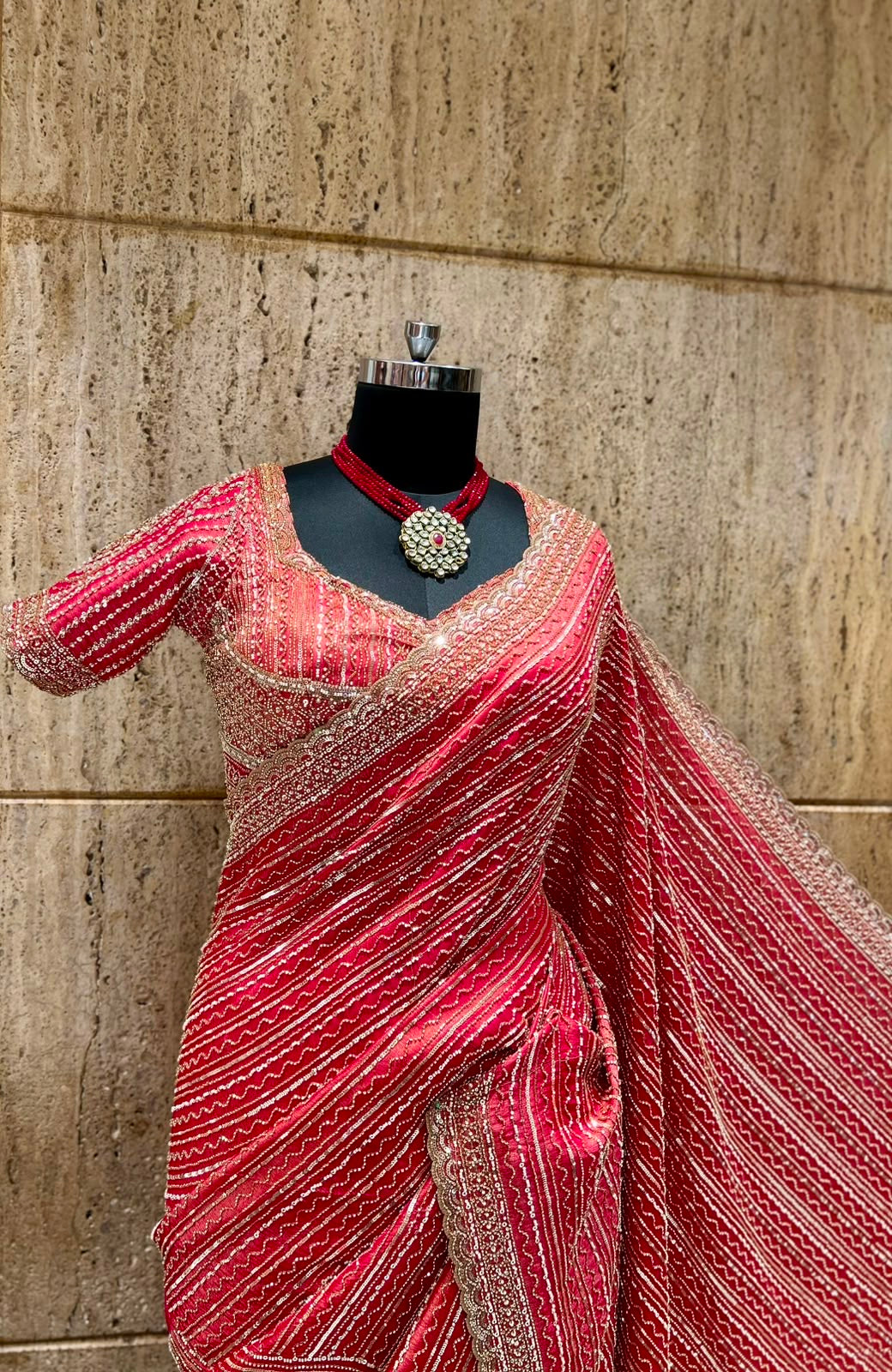 Royal Kanjeevaram saree silk saree with stitched blouse Saffronfashionindia
