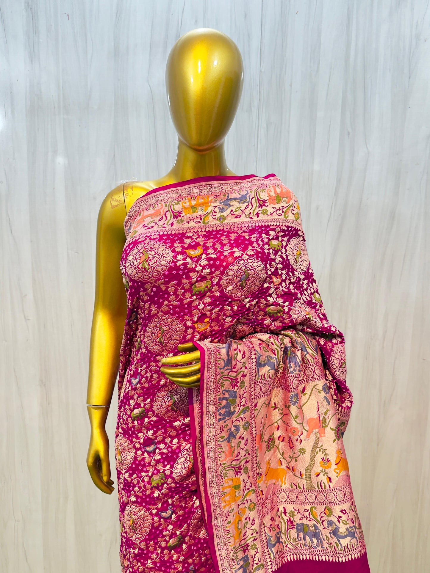 Gorgette Banarsi saree meenakari sari blouse Indian sarees SaffronFashion