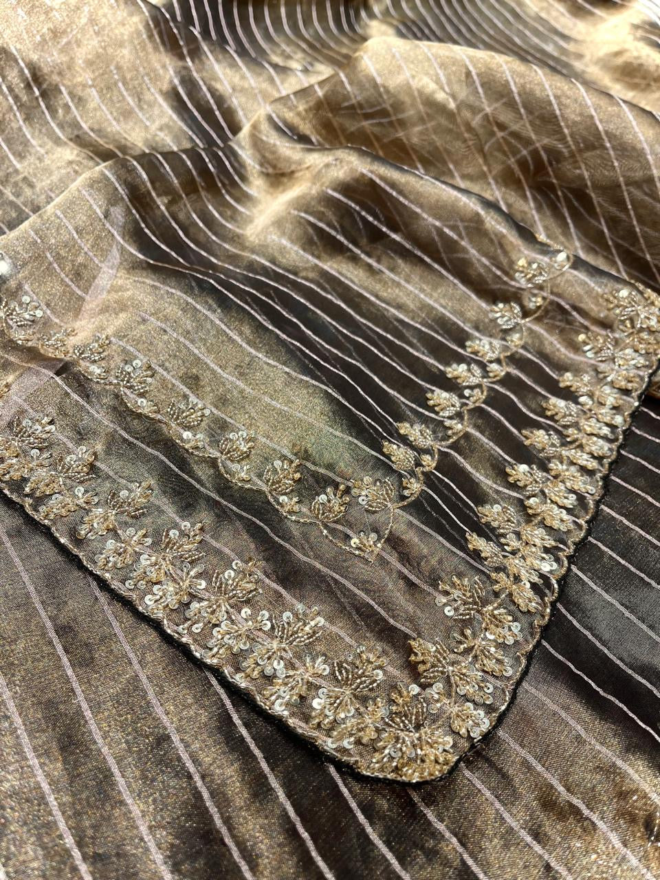 Ravish Tissue saree Handwork Saree Women Classy sarees - Saffronfashionindia