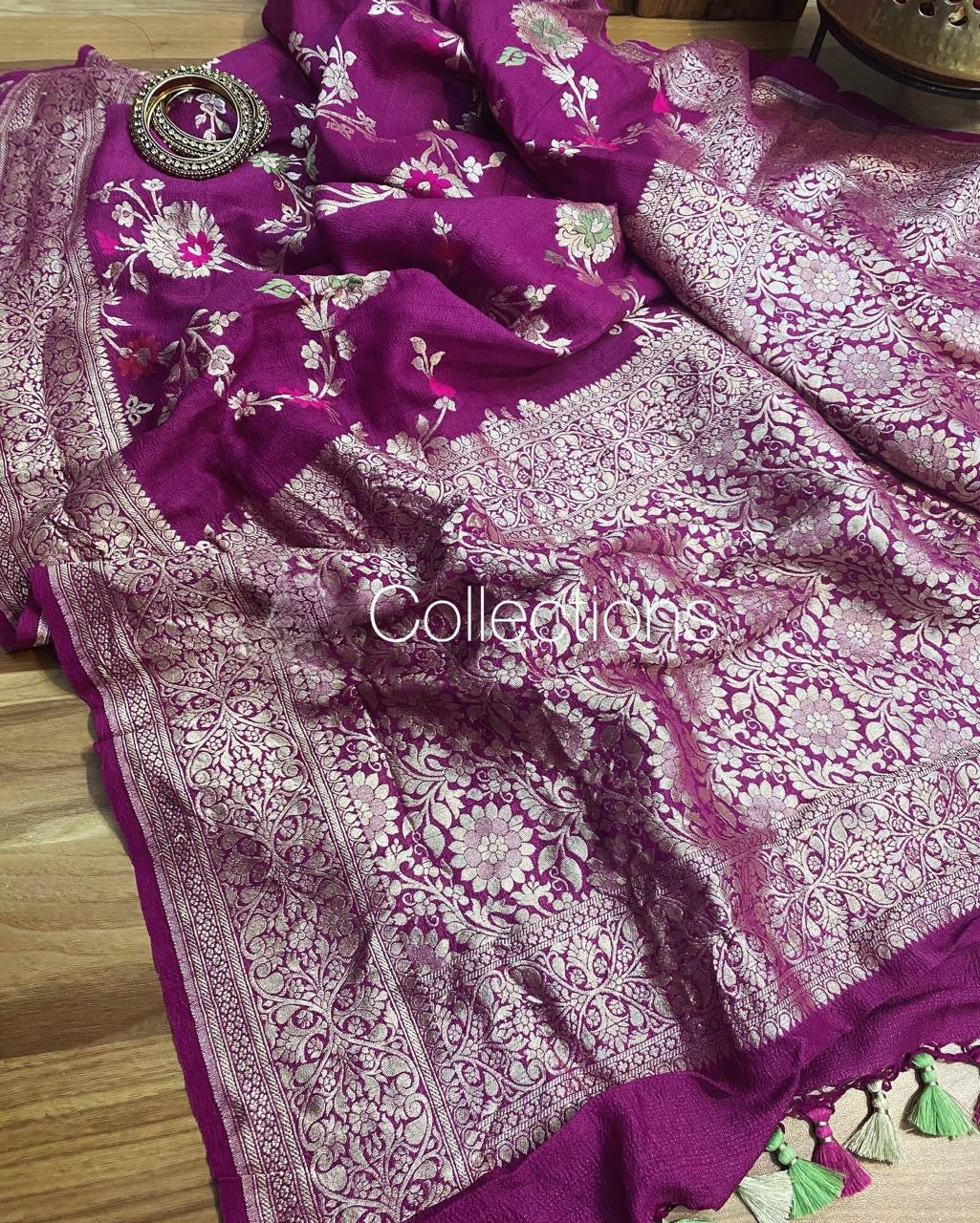 Kaminisha tussar Gorgette saree handloom sarees Indian saree blouse - Saffronfashionindia