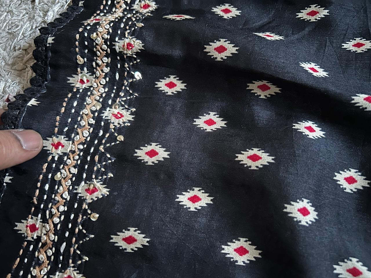 Kantha premium silk saree women sarees blouse Indian sari Saffronfashionindia