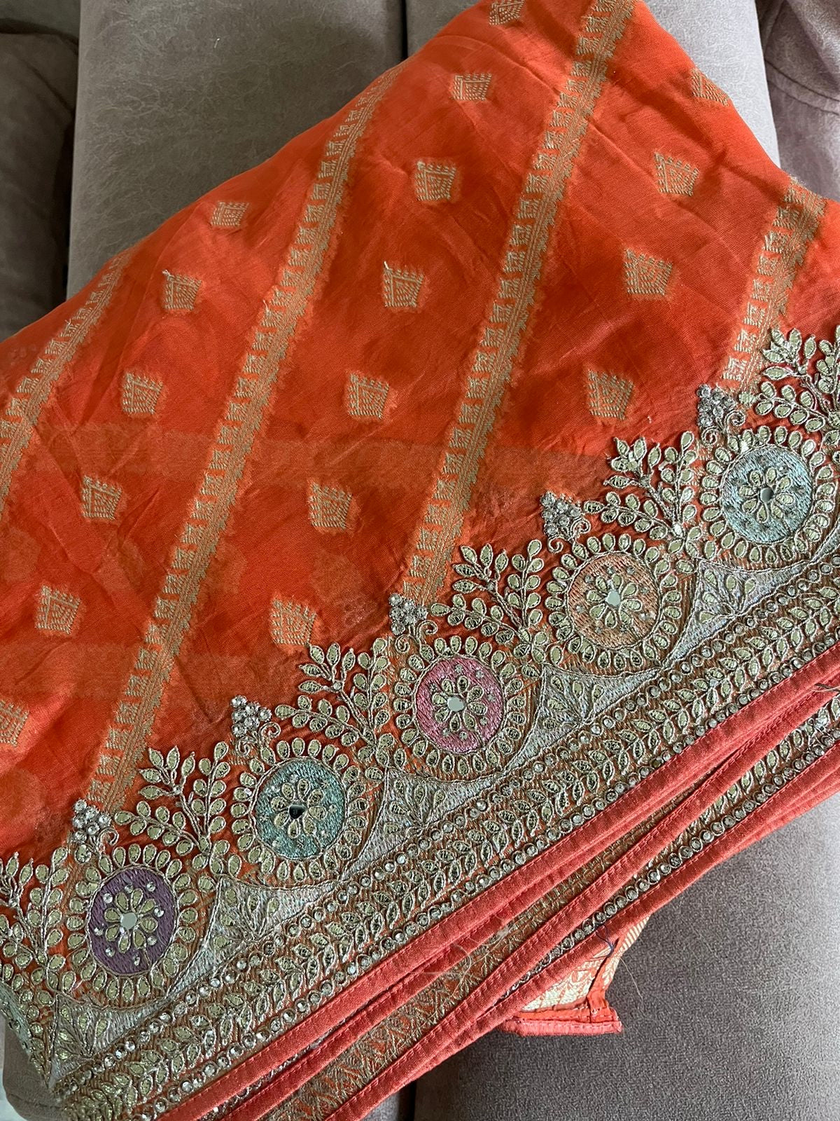 Gottapatti organza weaved saree reception saree - Saffronfashionindia