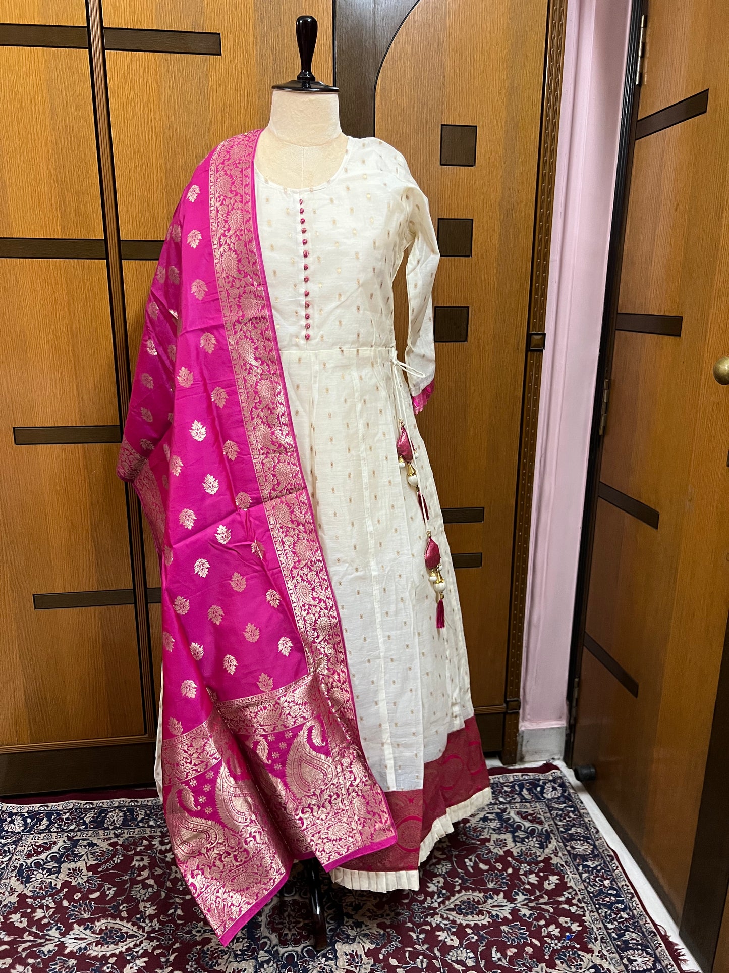 Pink Anarkali women Kurti Dupatta Set - Saffronfashionindia