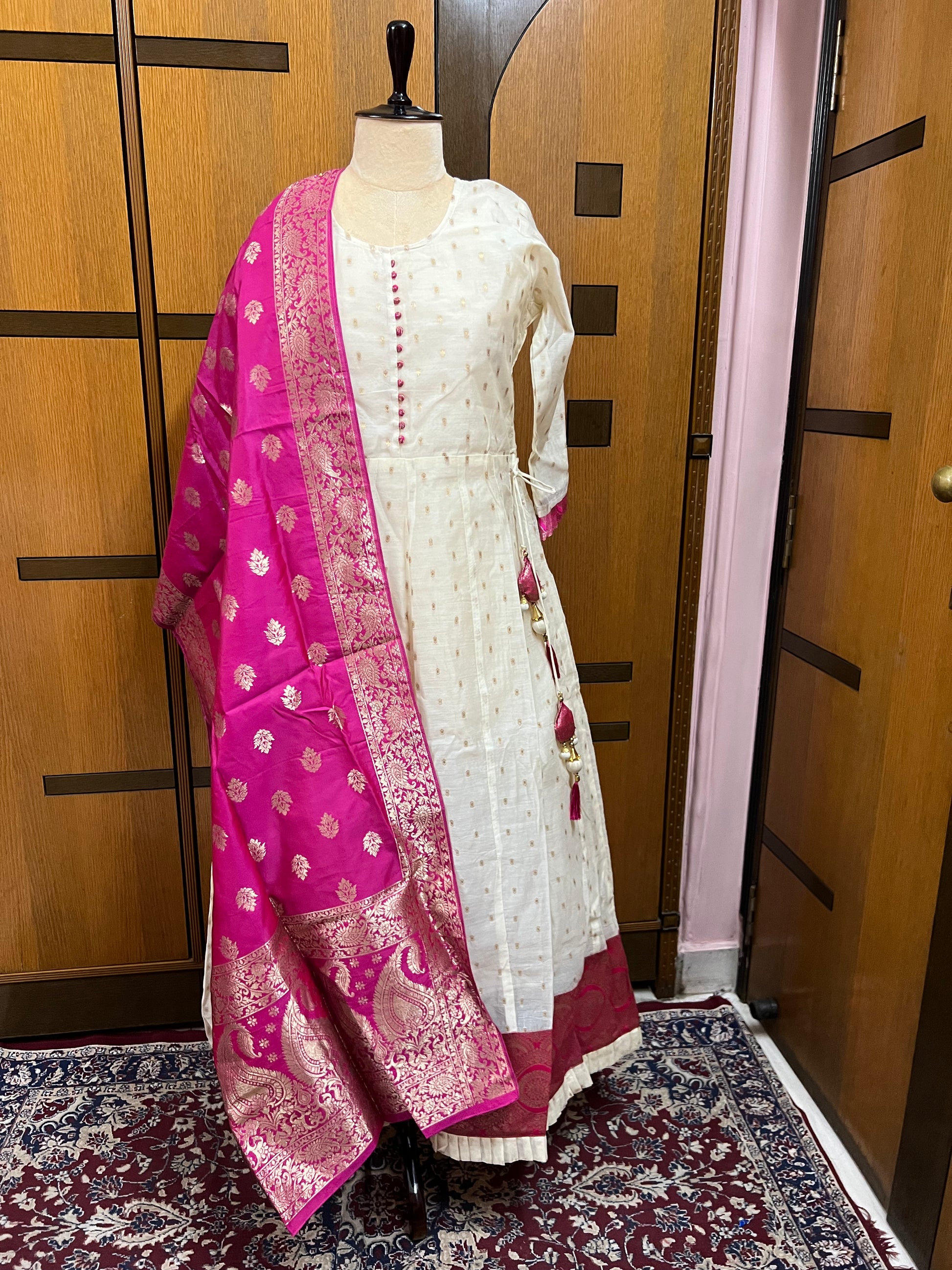 Pink Anarkali women Kurti Dupatta Set - Saffronfashionindia