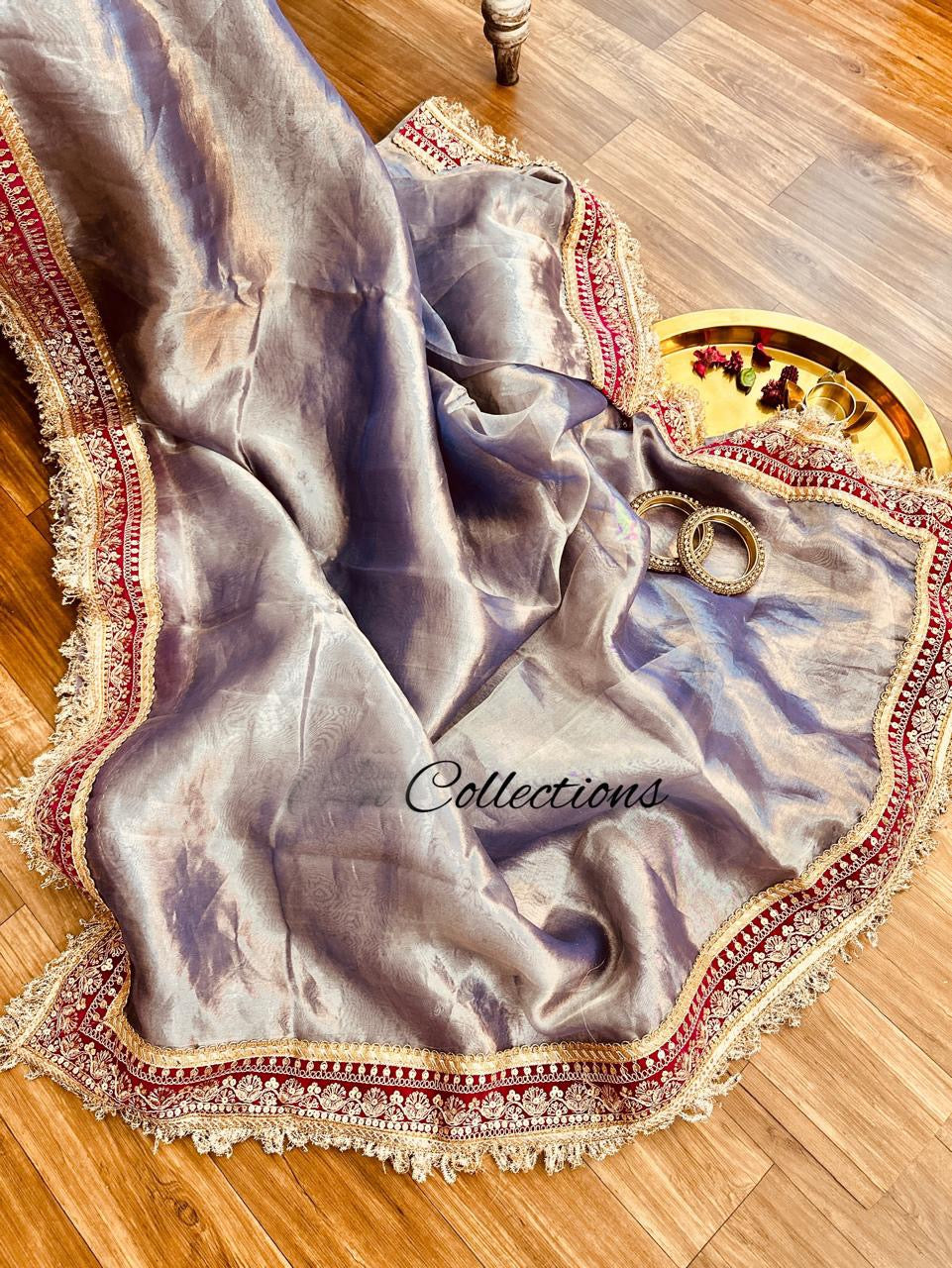 Lavender Banarsi tissue saree Partywear sarees - Saffronfashionindia
