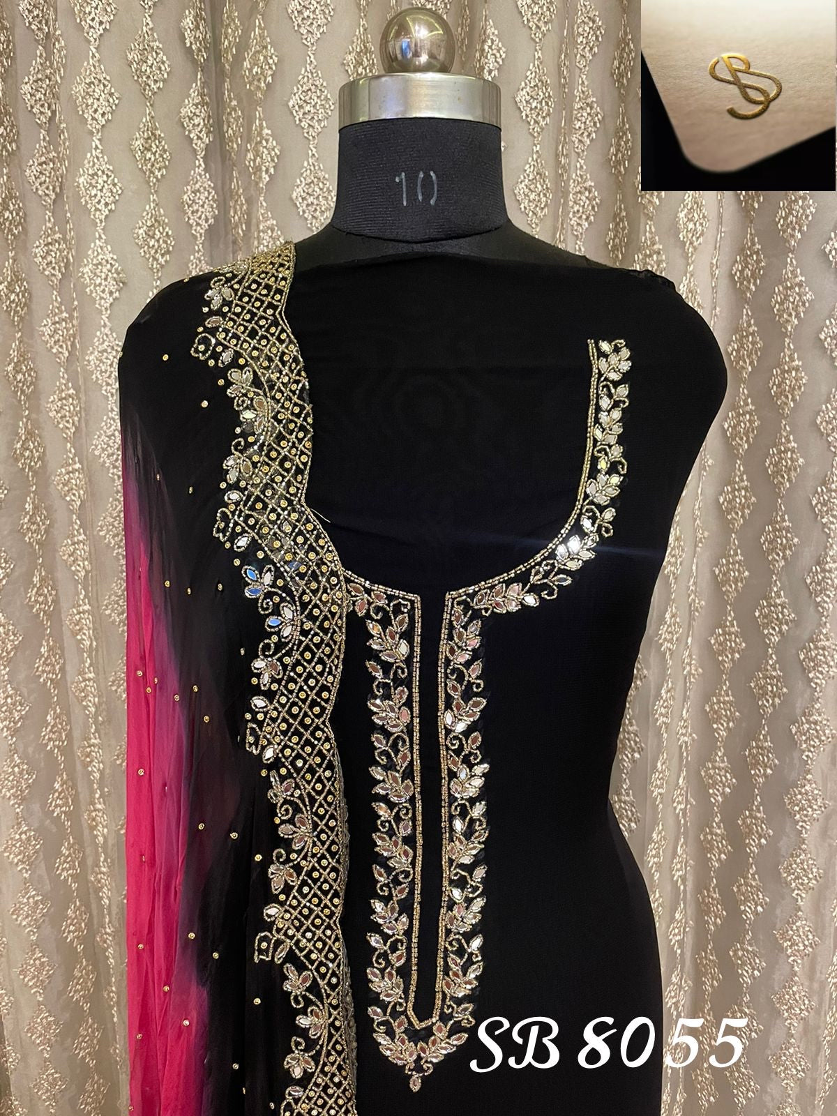 Rubisha black gorgette chiffon salwar kameez - Saffronfashionindia