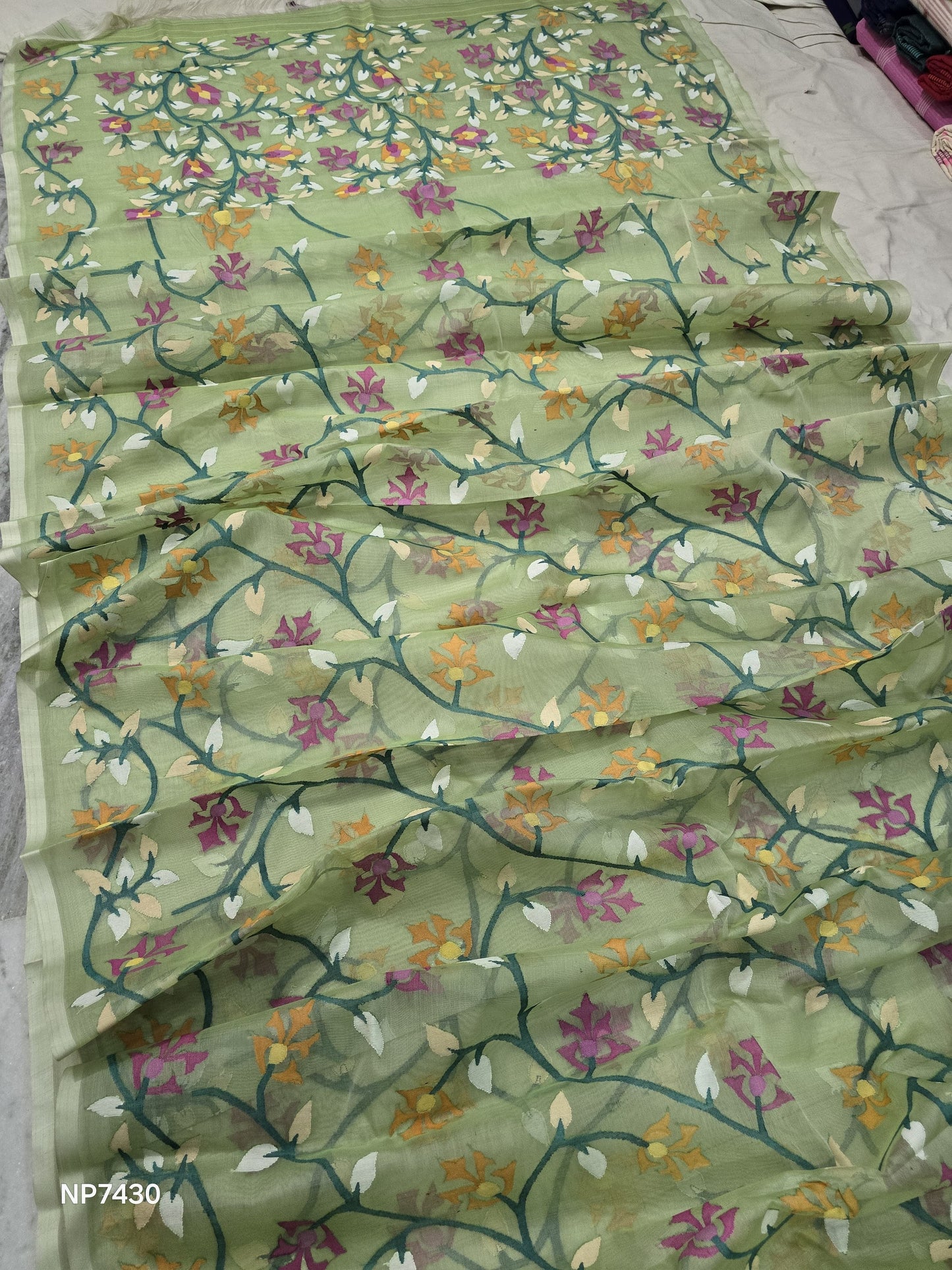 Nikashi Tantuj Jamdani saree traditional Indian floral sarees SaffronFashion