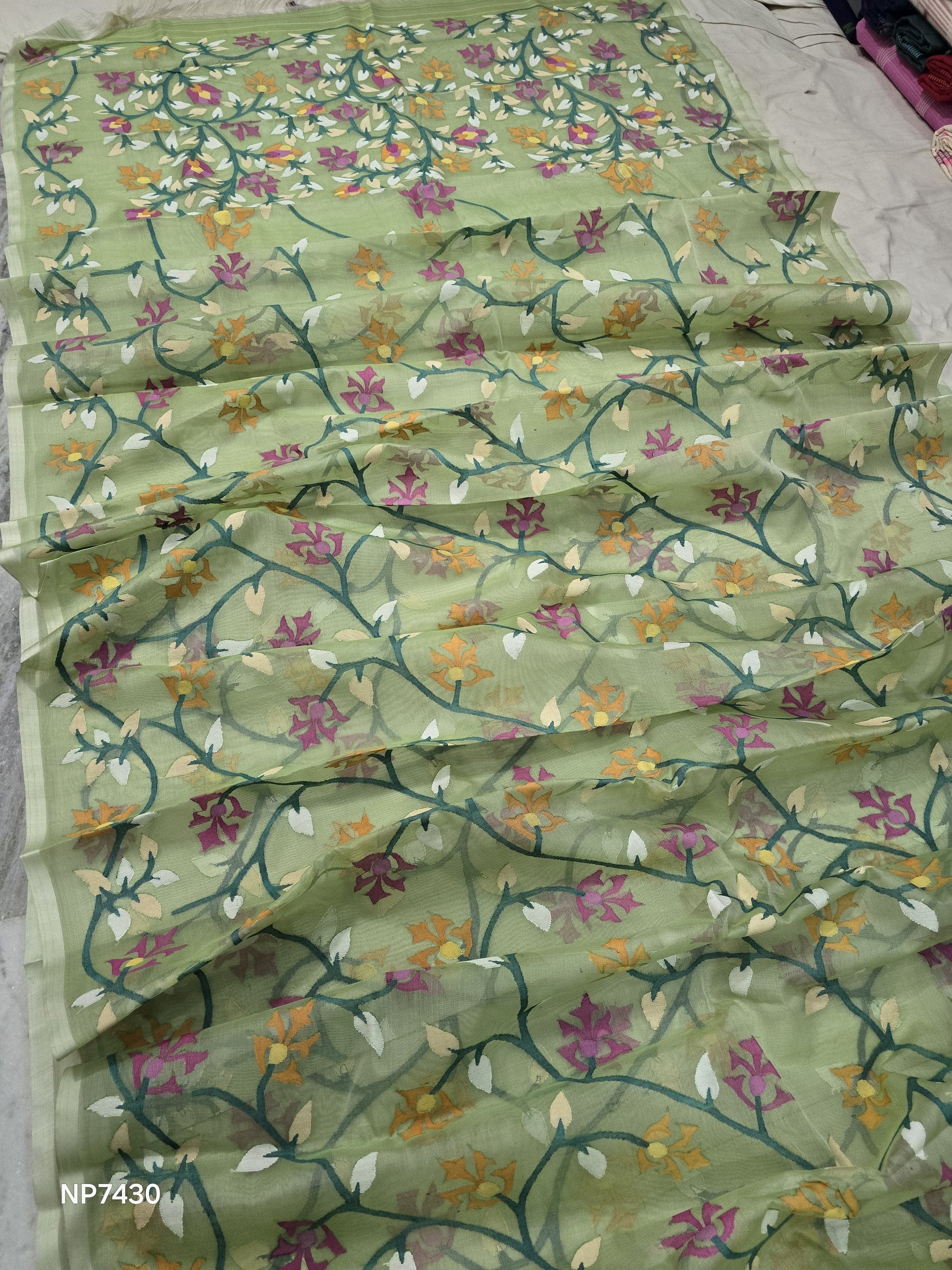 Nikashi Tantuj Jamdani saree traditional Indian floral sarees SaffronFashion