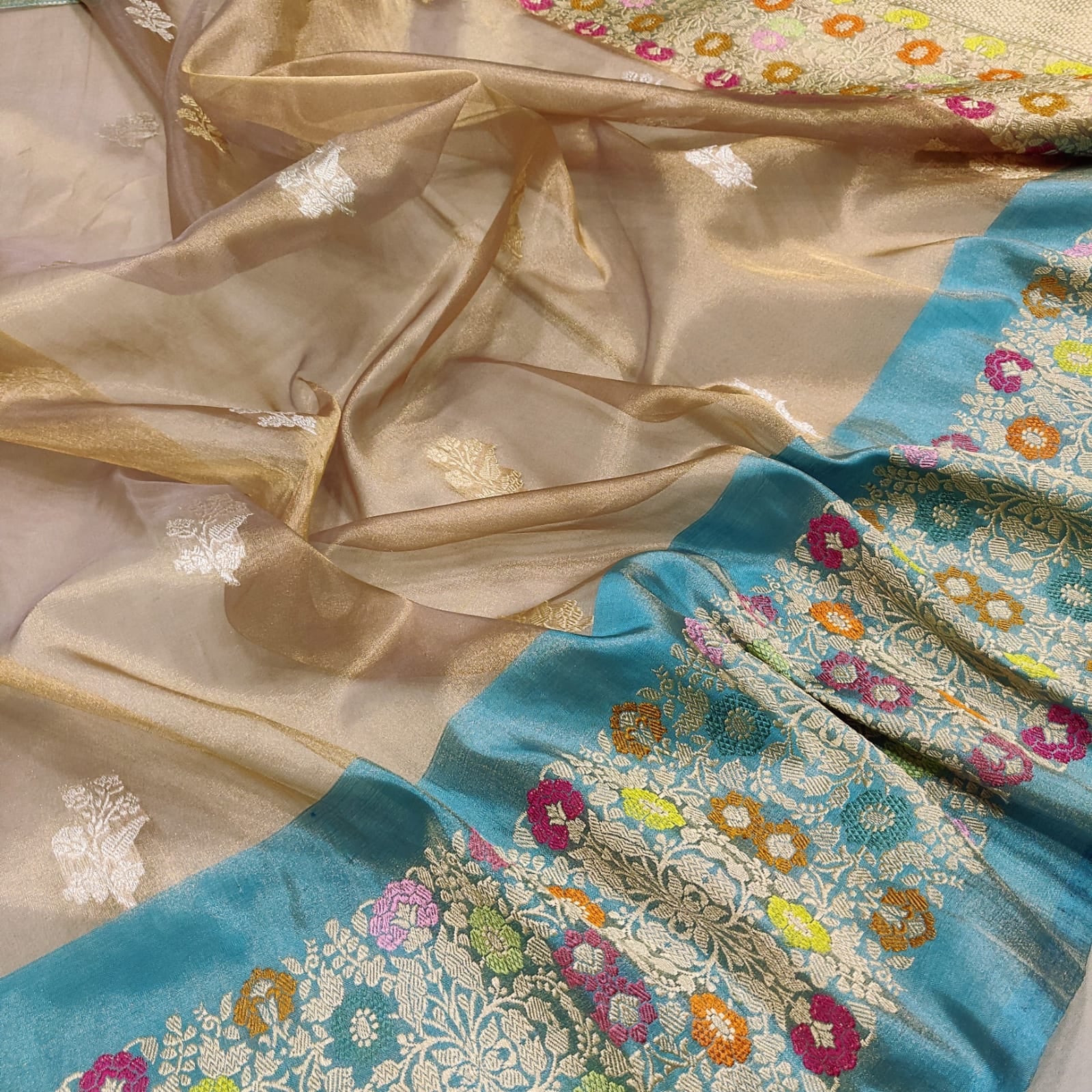 Rosal kadwa tissue handwoven saree - Saffronfashionindia