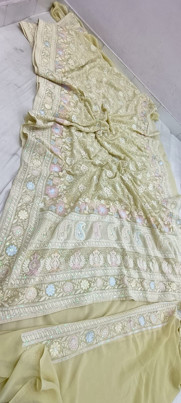 Chikankari sequence Saree Indian traditional sarees - Saffronfashionindia