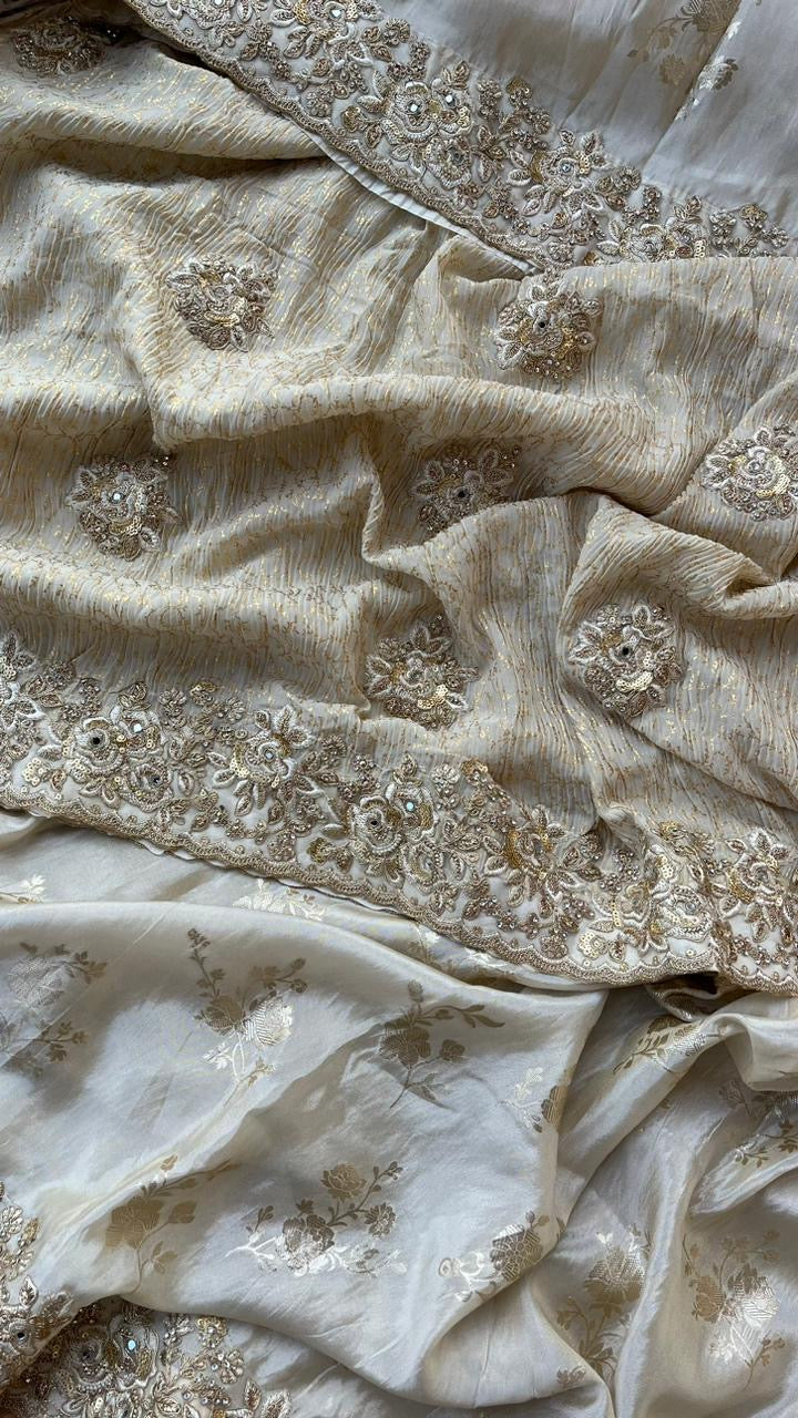 White Angela Mumga Silk Sarees Indian Saree - Saffronfashionindia