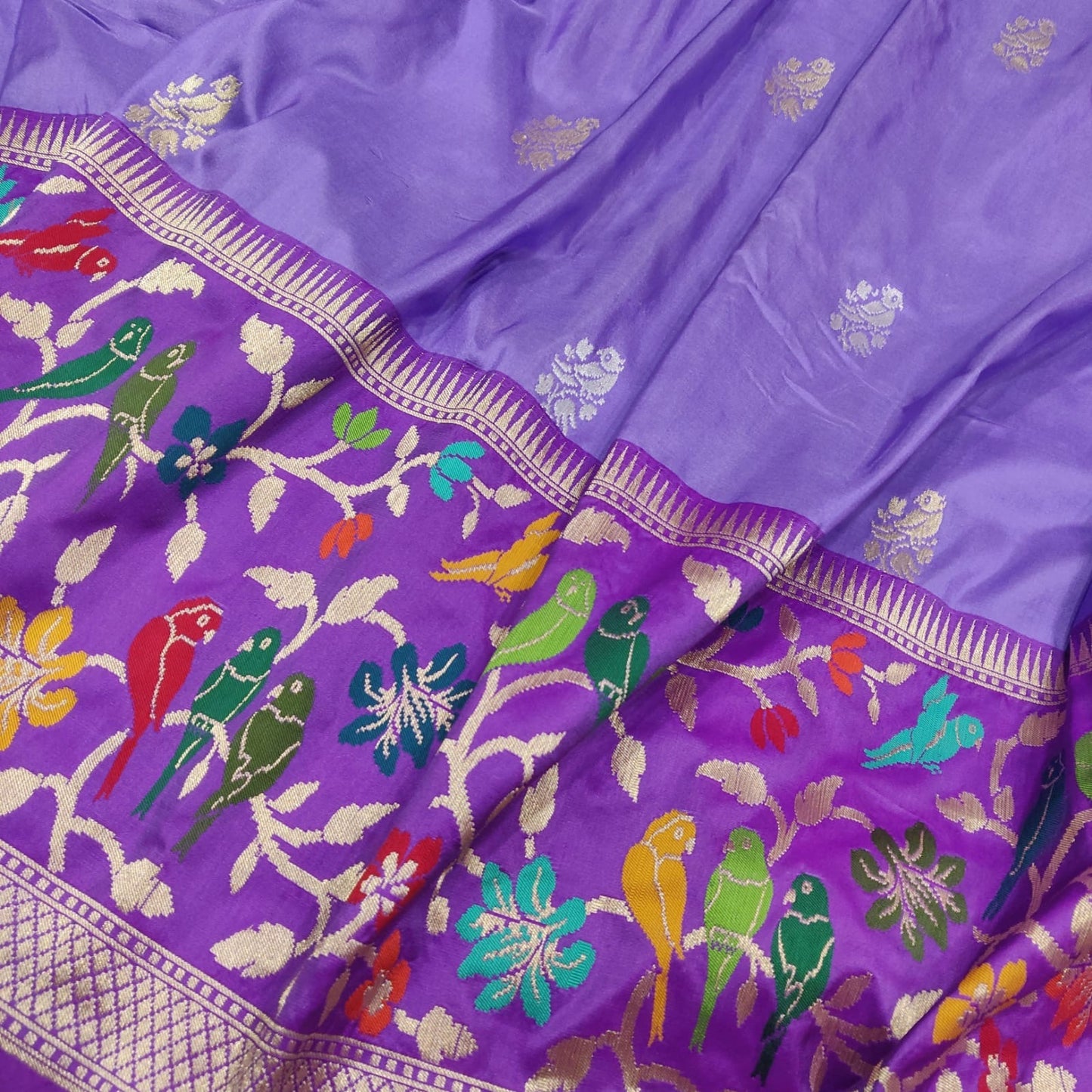 Purple katan silk saree handwoven saree Indian sari blouse - Saffronfashionindia