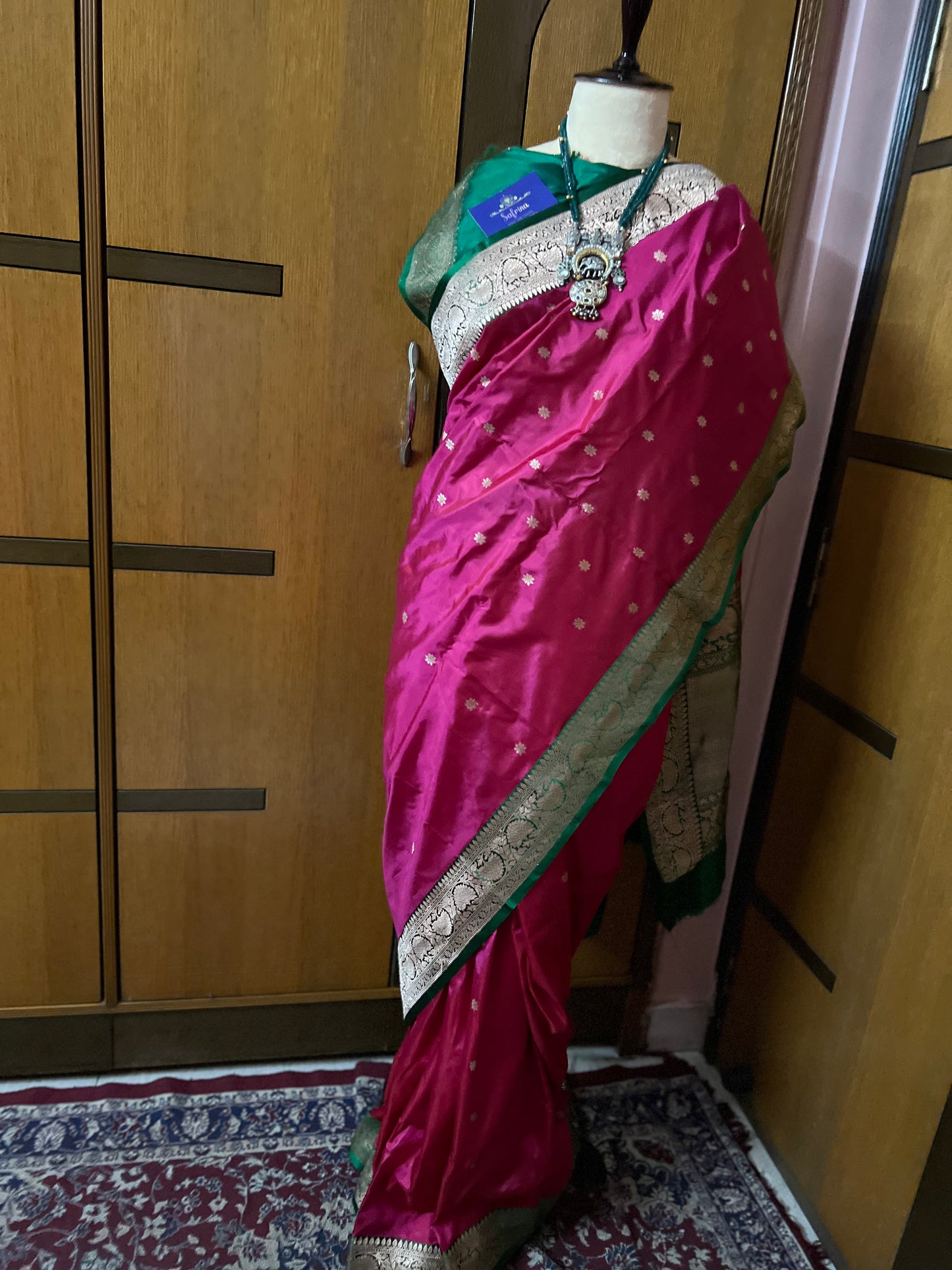 Pink silk Kanchipuram saree traditional sari - Saffronfashionindia