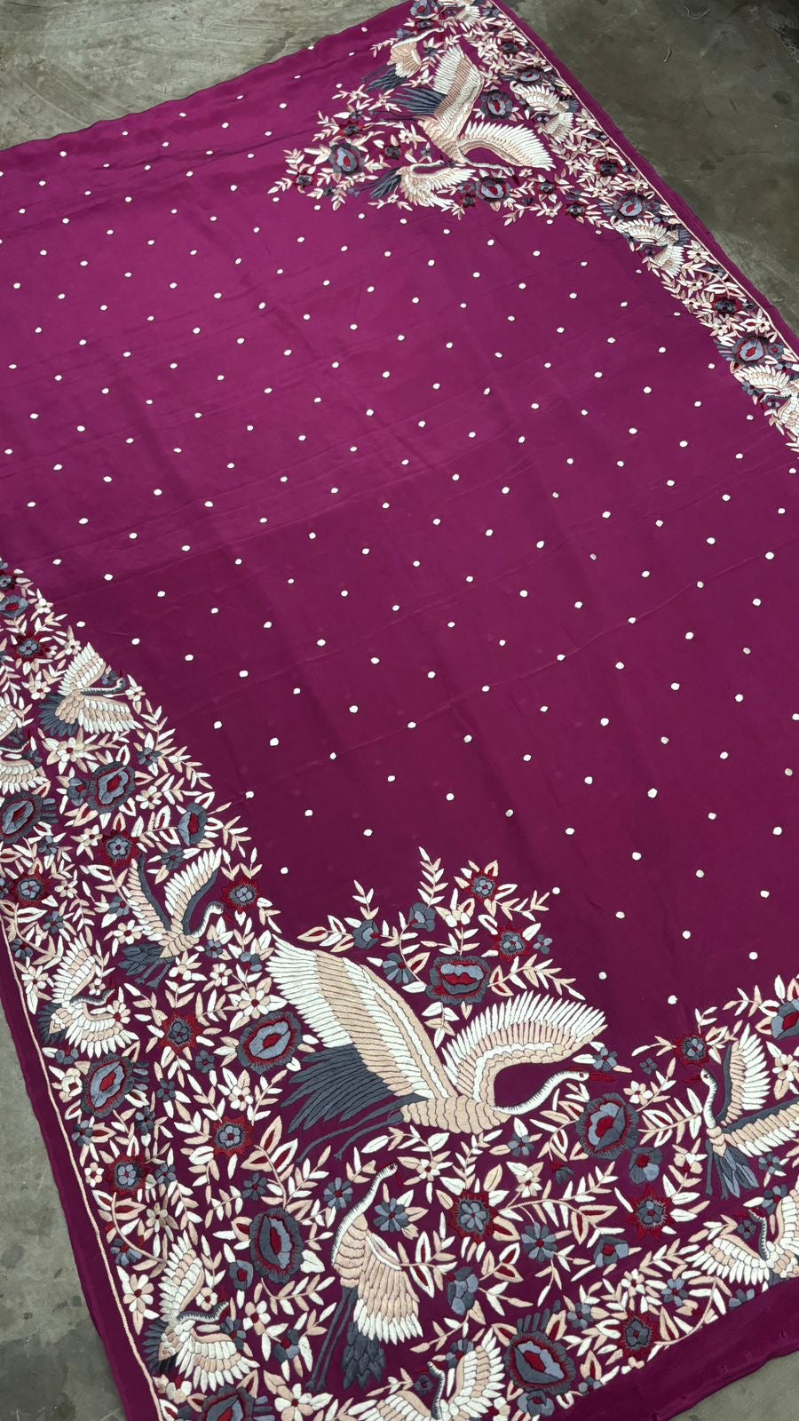 Crepe Parsi saree Parsi gara sarees authentic Parsi sari blouse Saffronfashionindia