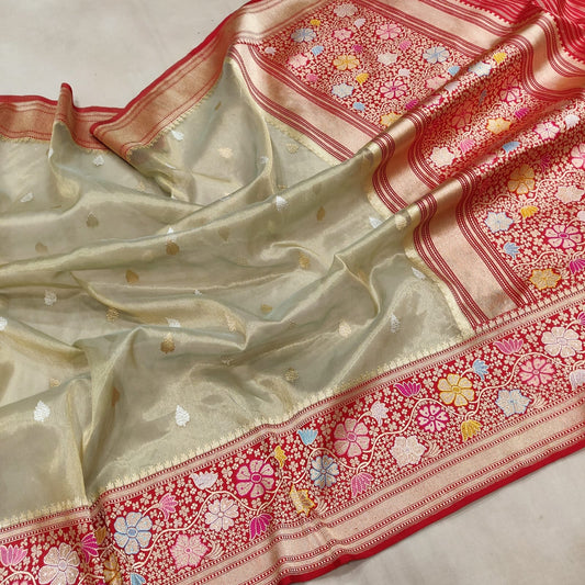 Oliva tissue handwoven saree - Saffronfashionindia