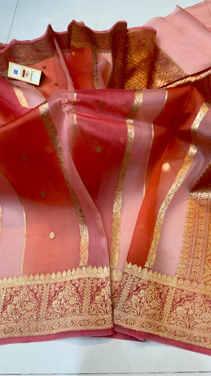 Handloom Kora saree organza saree women saree blouse SaffronFashion