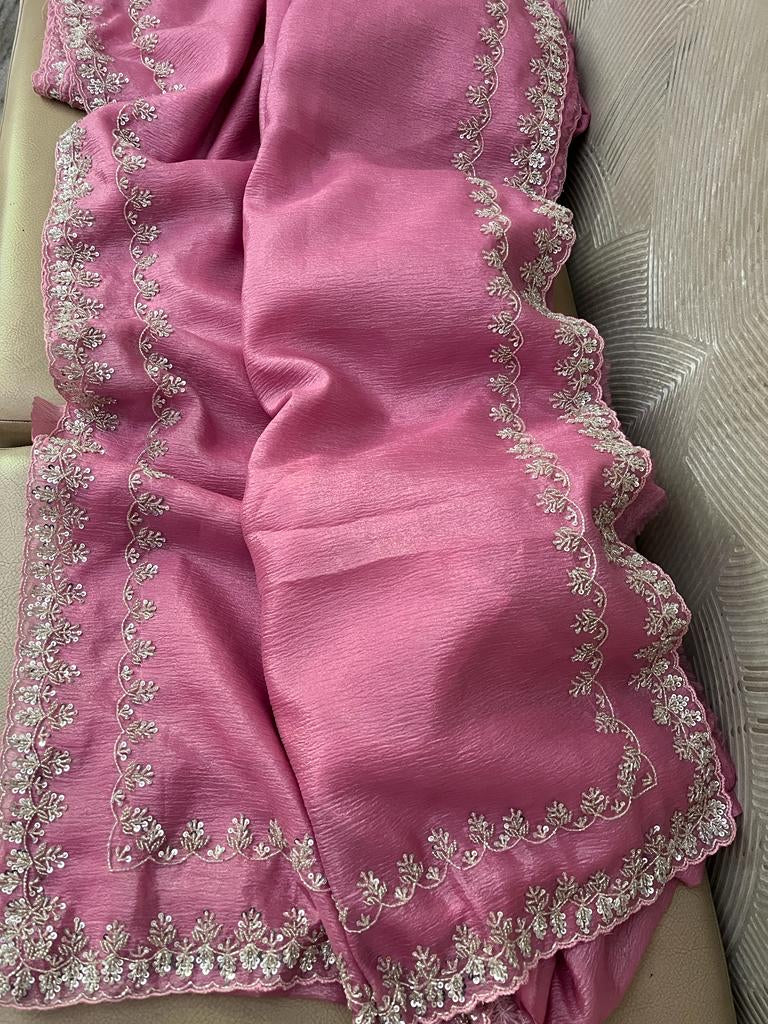 Ruhaani crushed tissue partywear sarees - Saffronfashionindia