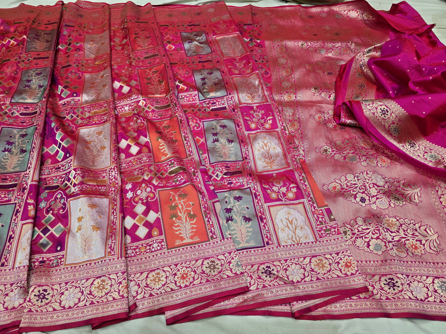 Mughal inspired katan silk saree Banarsi saree exclusive sarees SaffronFashion