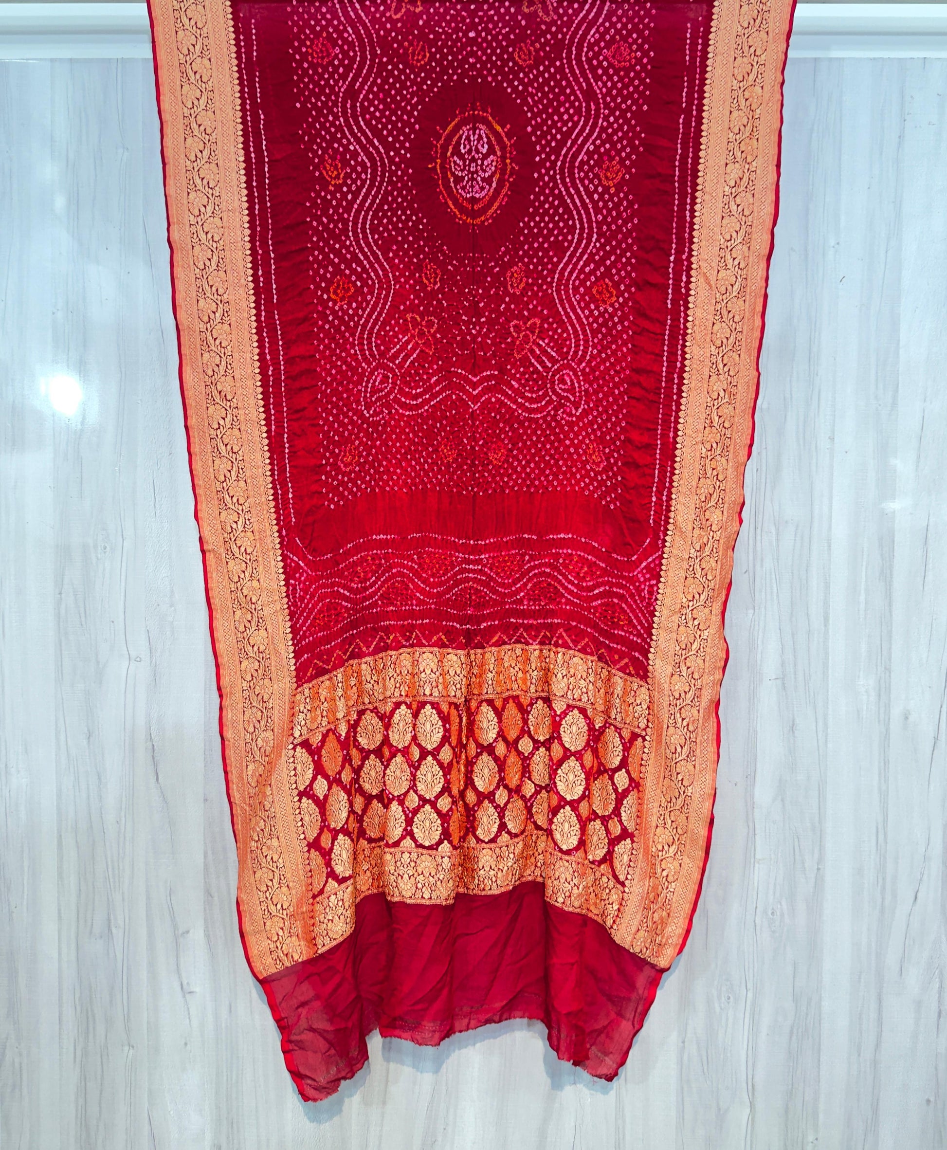 Red Banarsi dupatta gorgette dupatta Indian dupatta SaffronFashion