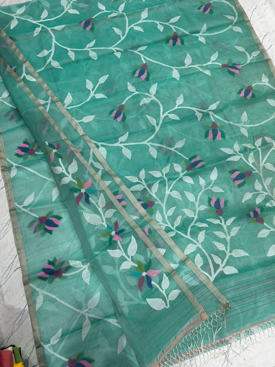 Anisha muslin jamdani Tantuj sarees - Saffronfashionindia