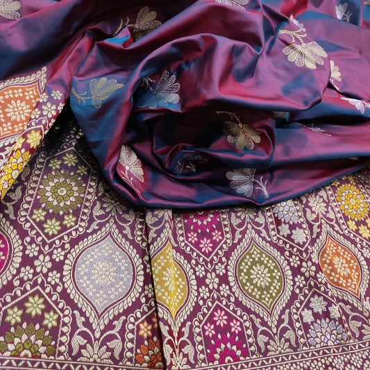 Lilan Katan silk handwoven kadwa sarees - Saffronfashionindia