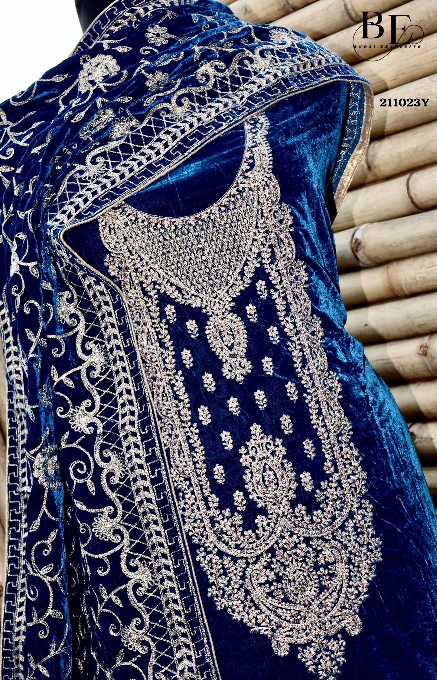 Embroidered Velvet Salwar Kameez - Saffronfashionindia
