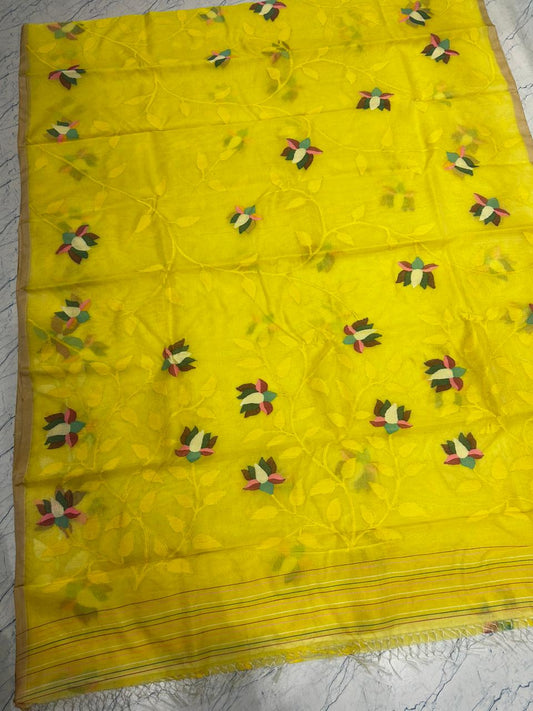Anisha muslin jamdani Tantuj sarees - Saffronfashionindia