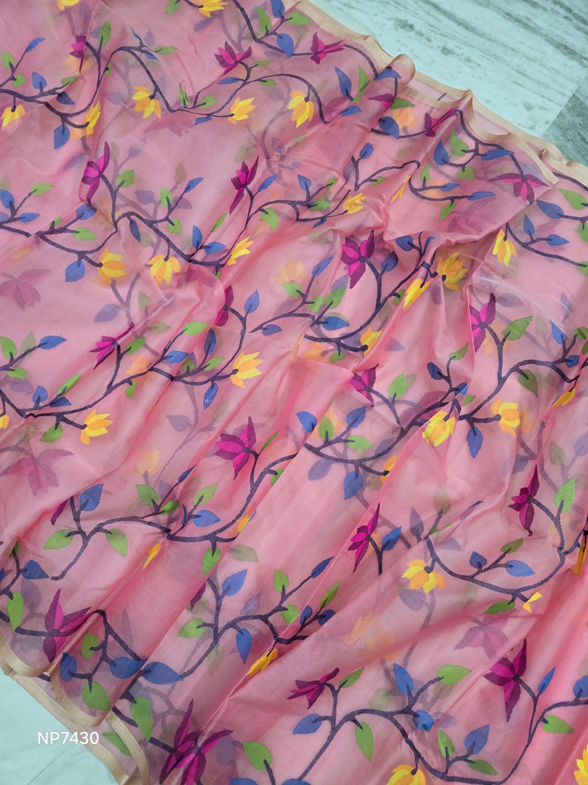 Muslin Handwoven Jamdani saree Indian sarees premium sari - Saffronfashionindia