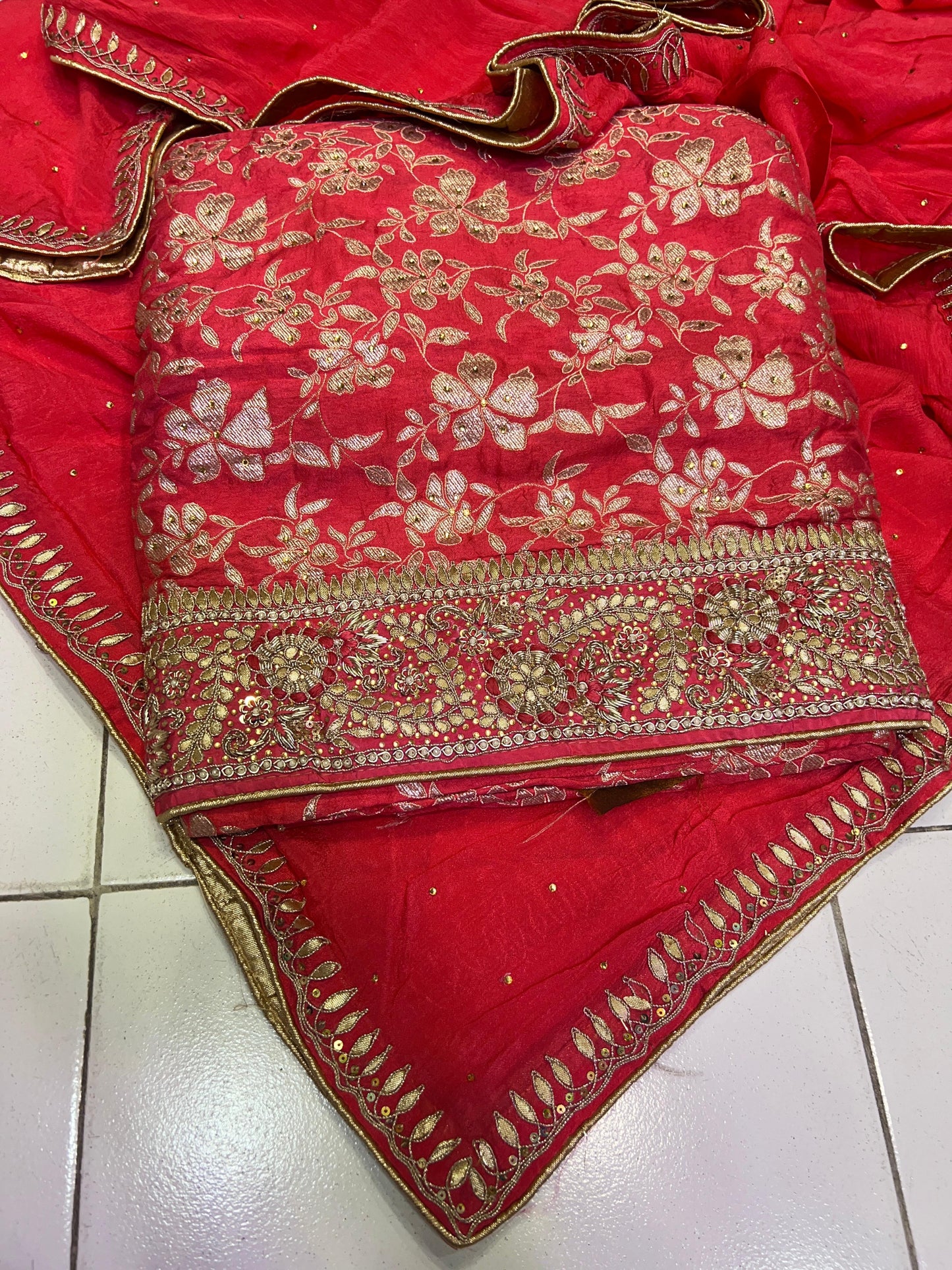 Brocade red Salwar suit Indian Salwar kameez - Saffronfashionindia
