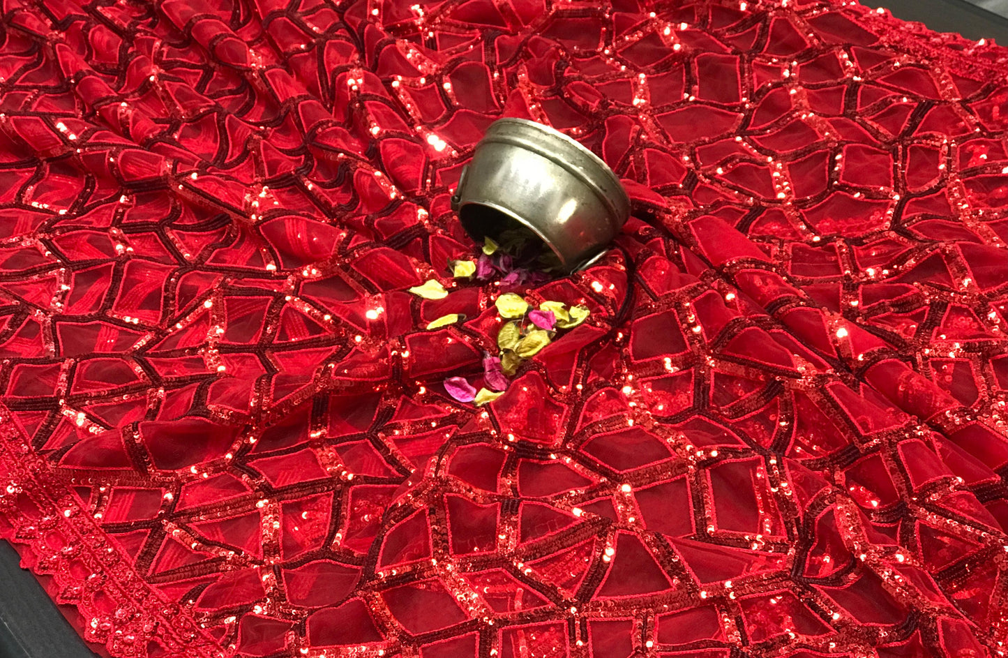 Red Velvet saree bridal saree Indian dresses SaffronFashion